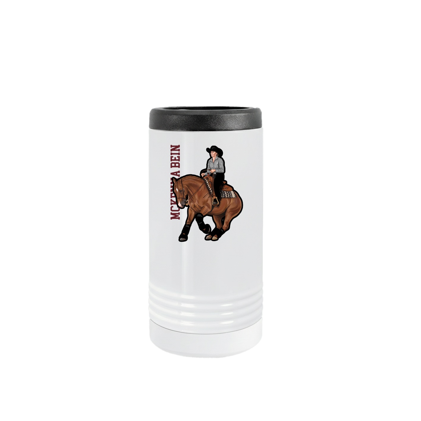 Slim Beverage Holder — Name Vertical in White