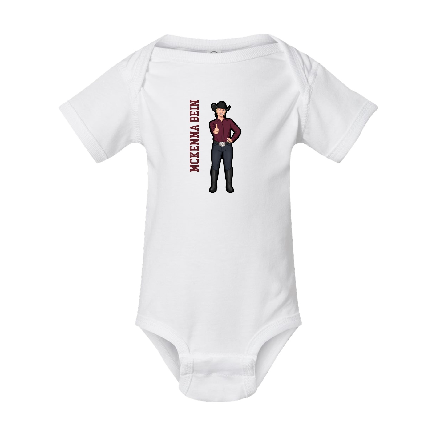 Baby Onesie — Name Vertical in White