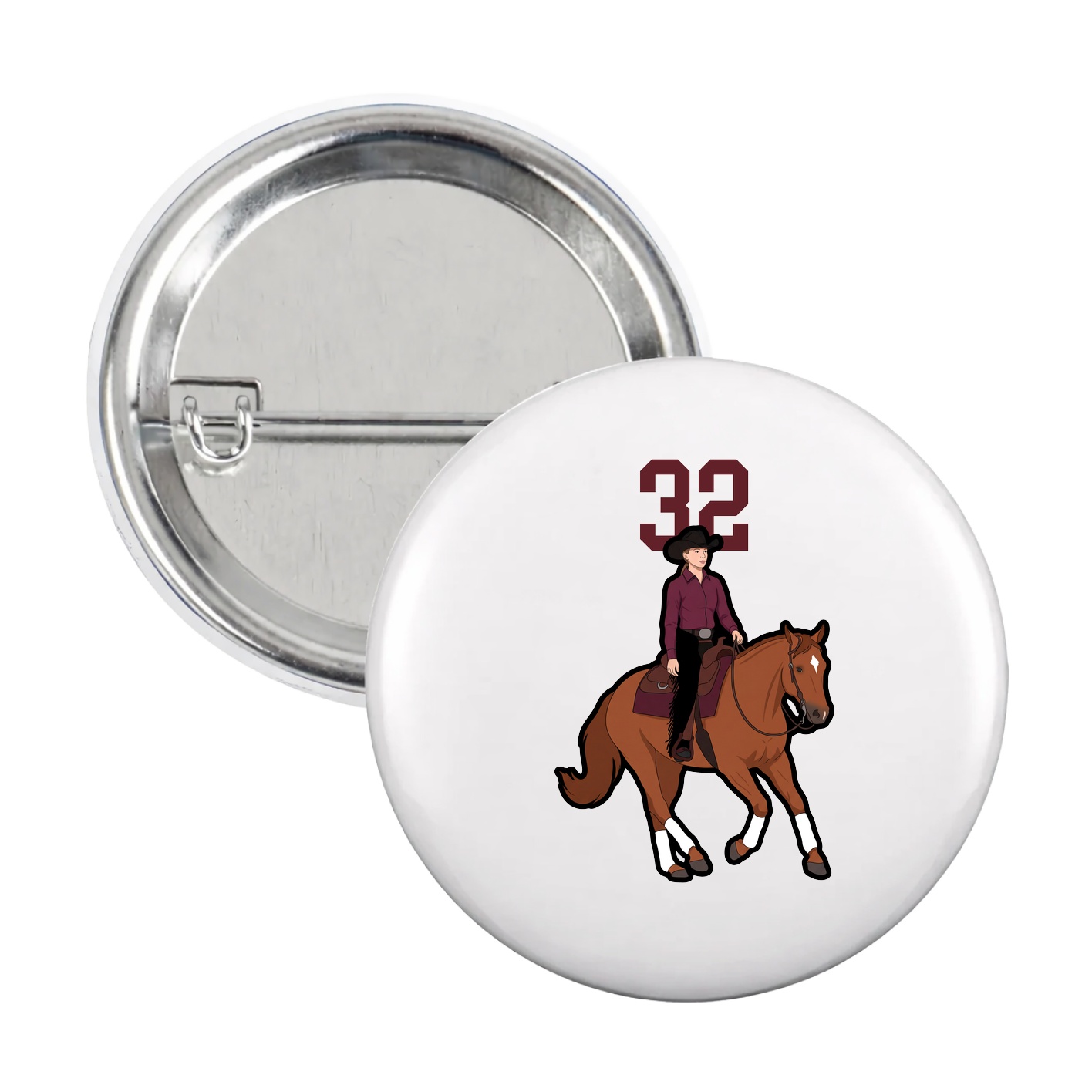 Game Day Button — Number Top in White