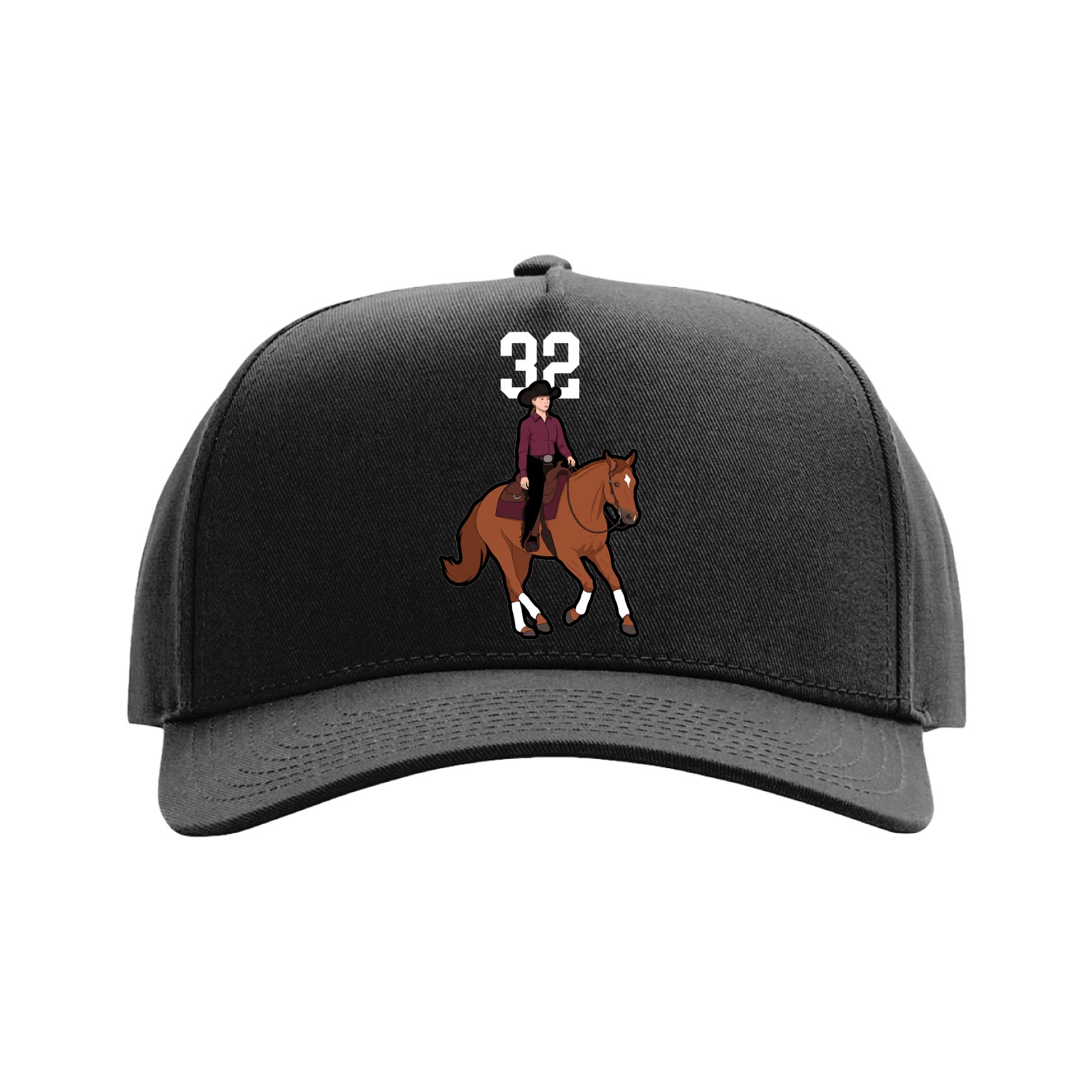 Full Fabric Five-Panel Champ Cap — Number Top in Black