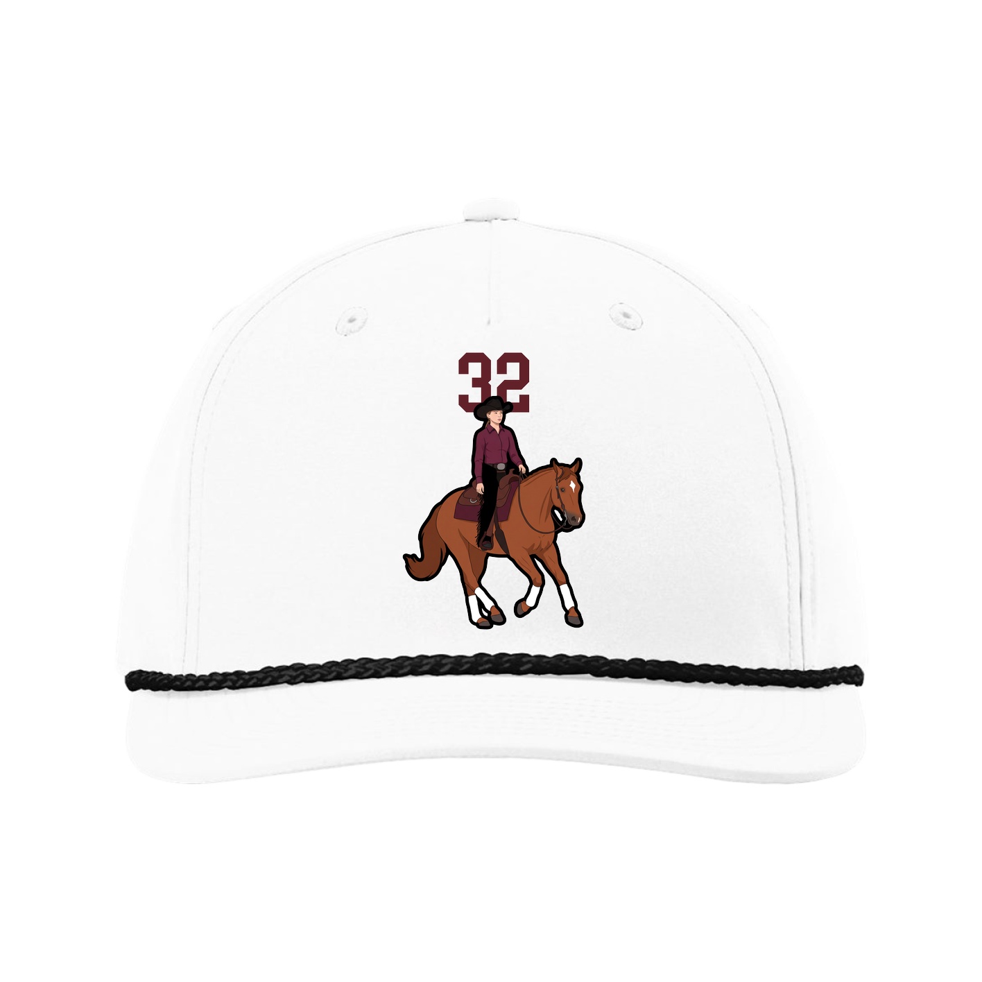 Five-Panel Classic Rope Cap — Number Top in White
