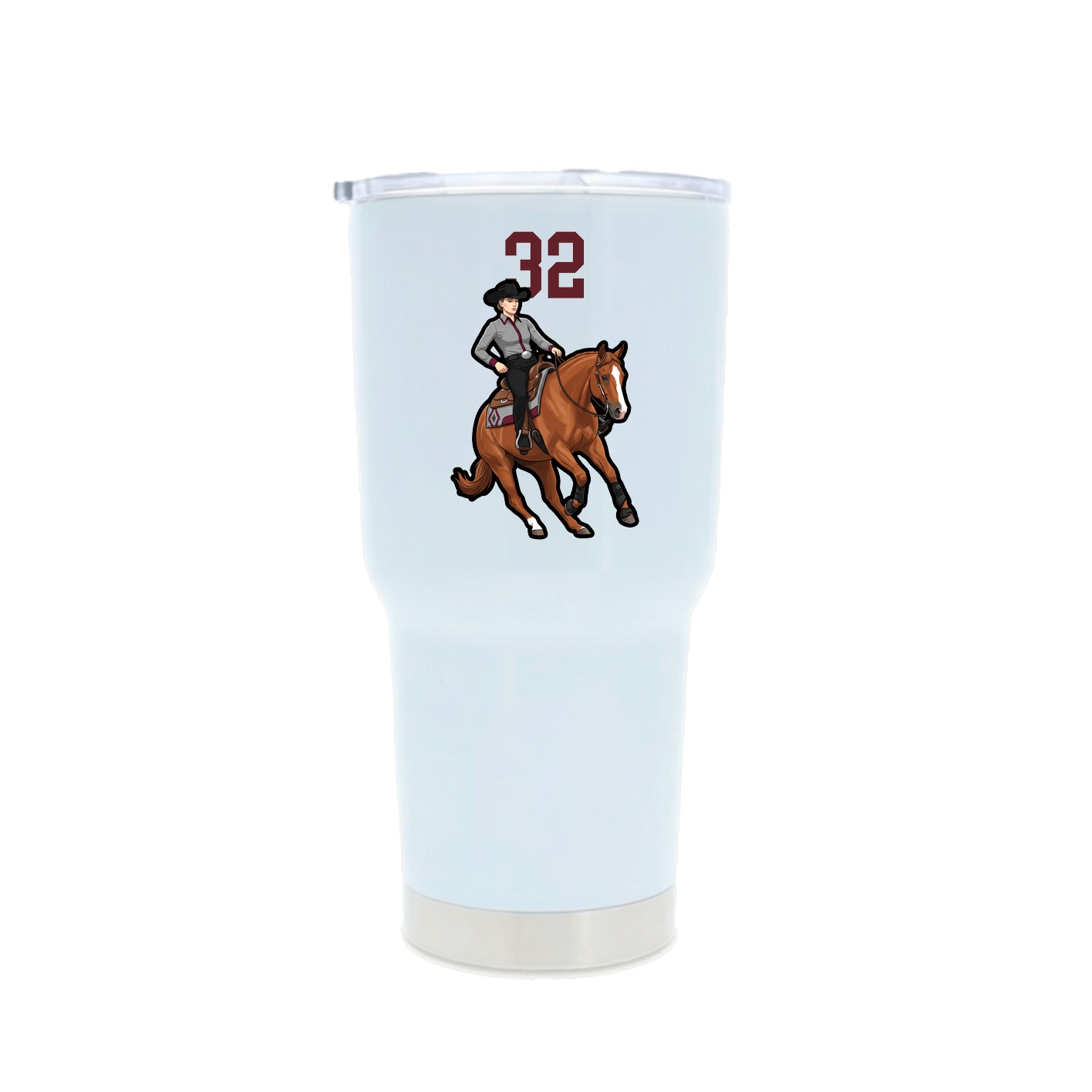 30oz Stainless Steel Tumbler — Number Top in White