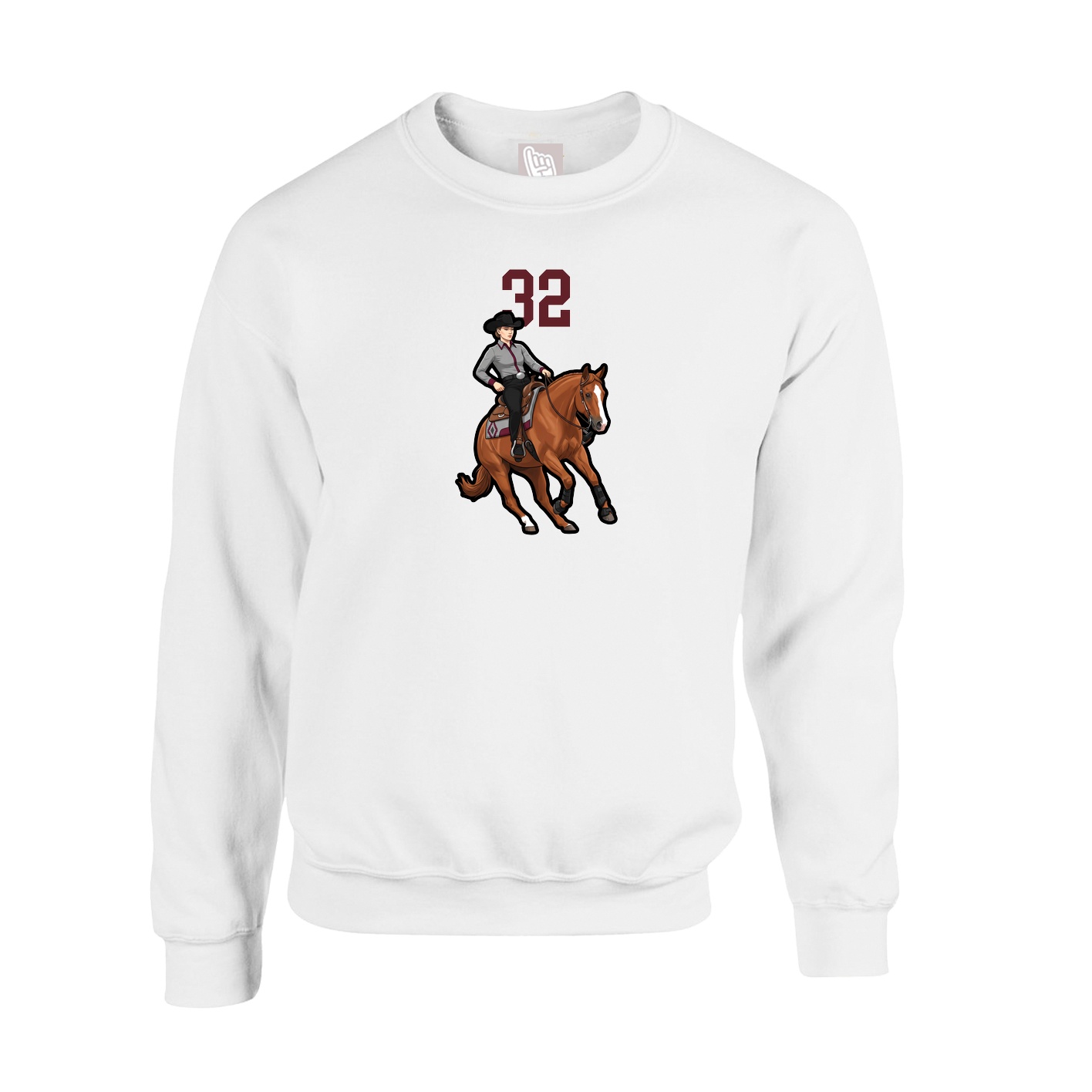 Fleece Crew — Number Top in White