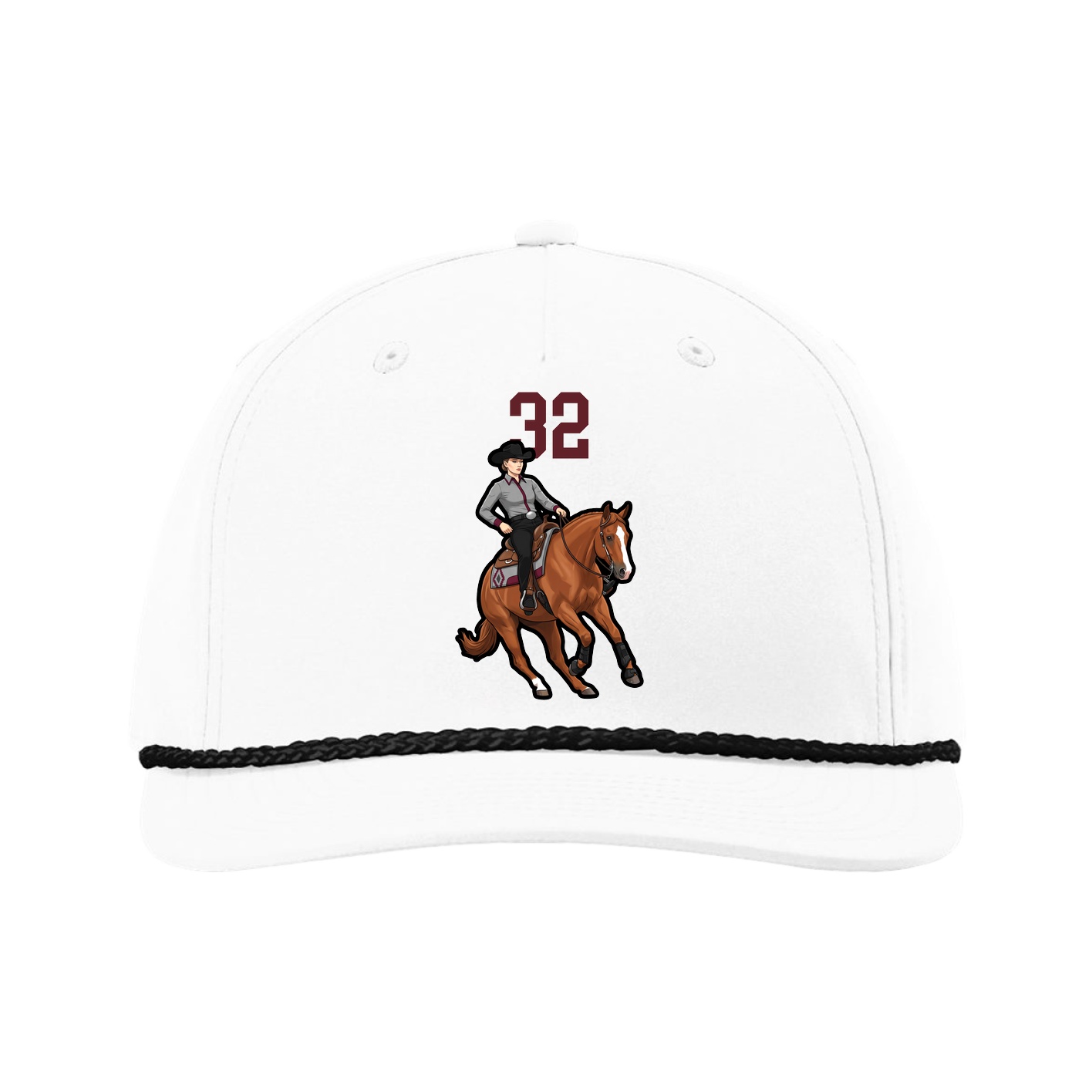 Five-Panel Classic Rope Cap — Number Top in White