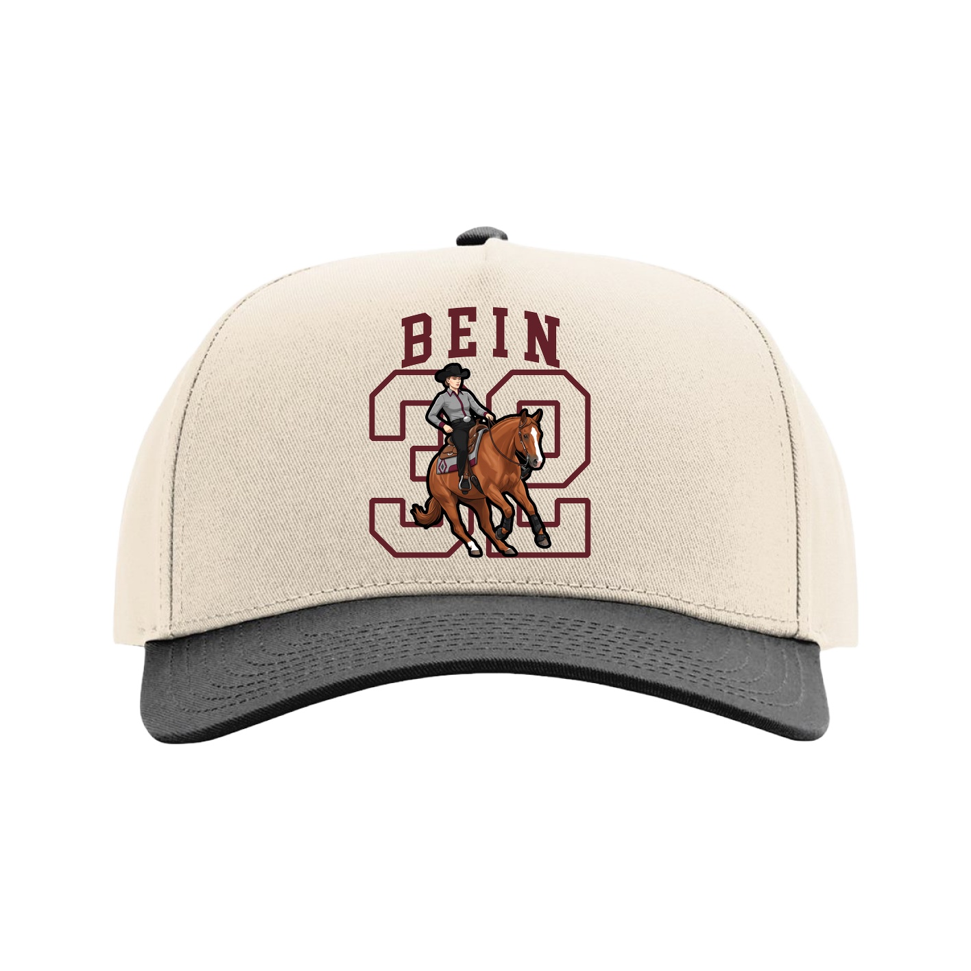 Full Fabric Five-Panel Champ Cap — Shirsey in Cream/Black