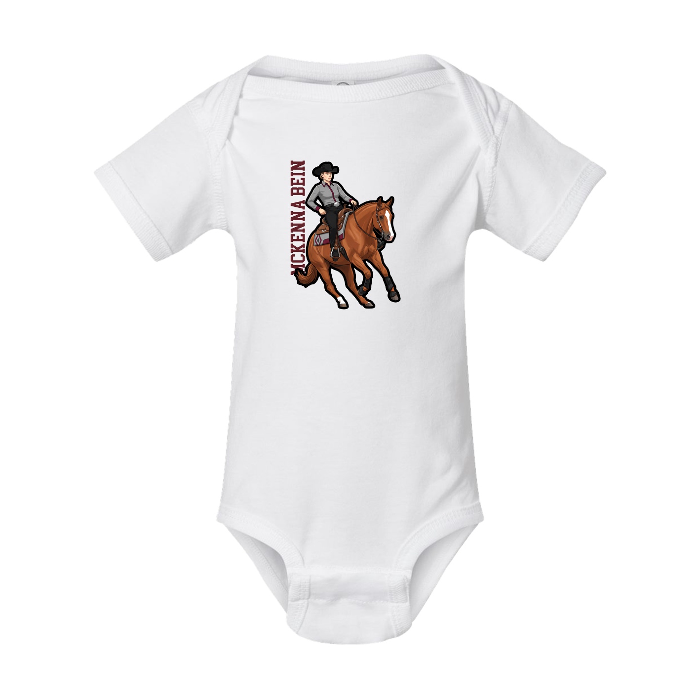 Baby Onesie — Name Vertical in White