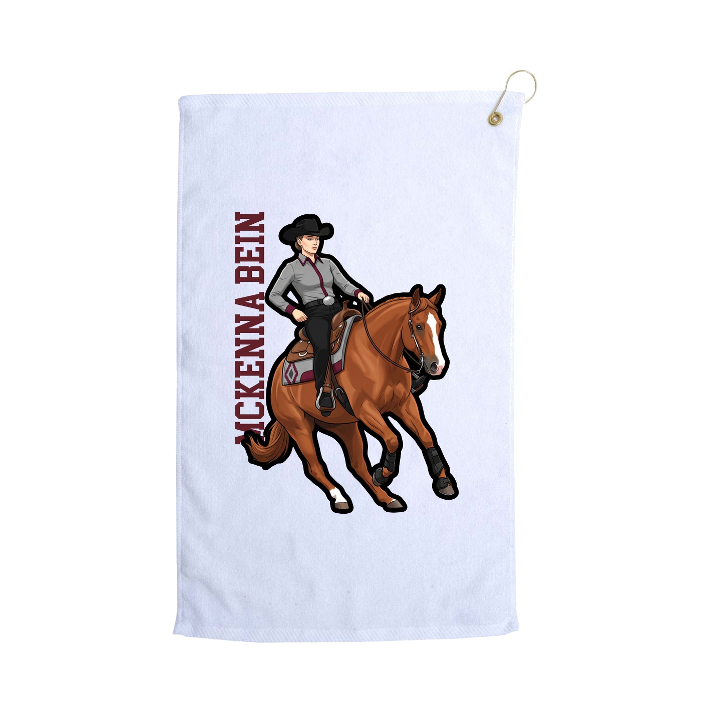 Golf Towel — Name Vertical in White