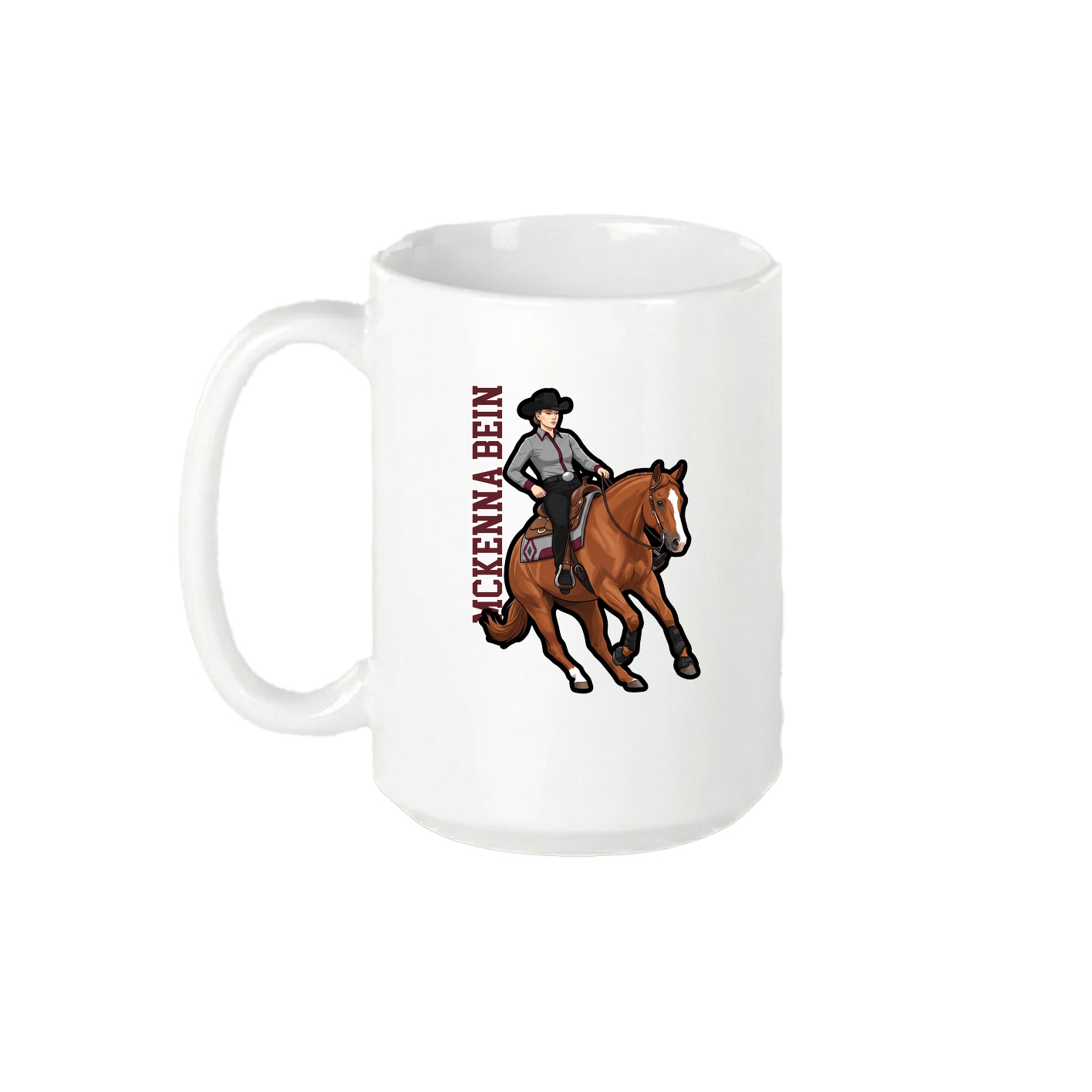 15oz Coffee Mug — Name Vertical in White