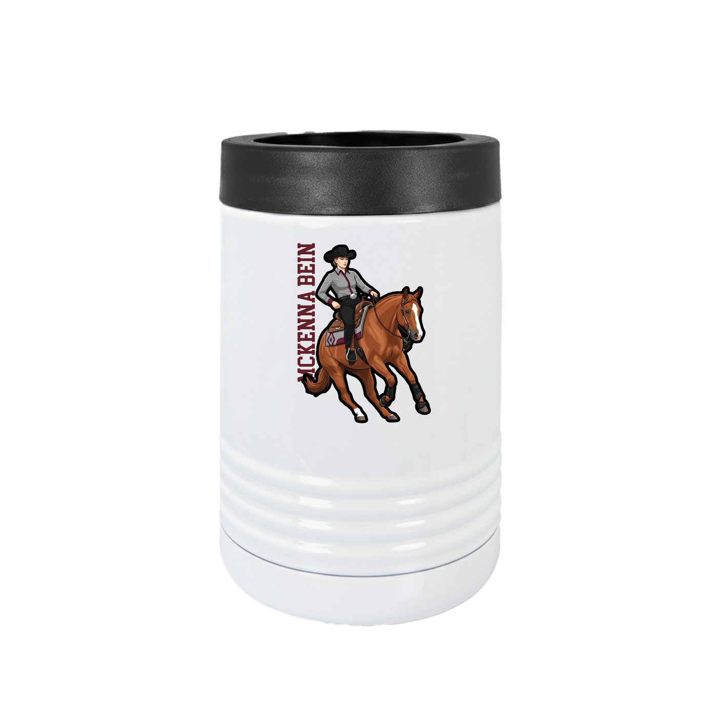 Beverage Holder — Name Vertical in White