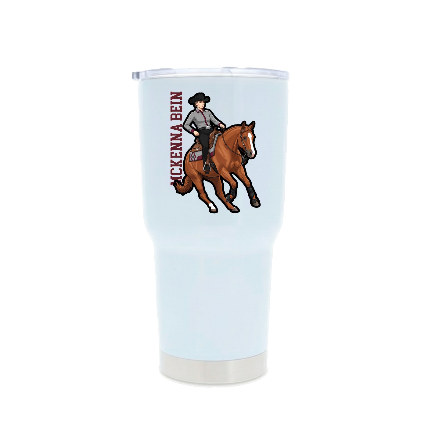 30oz Stainless Steel Tumbler — Name Vertical in White