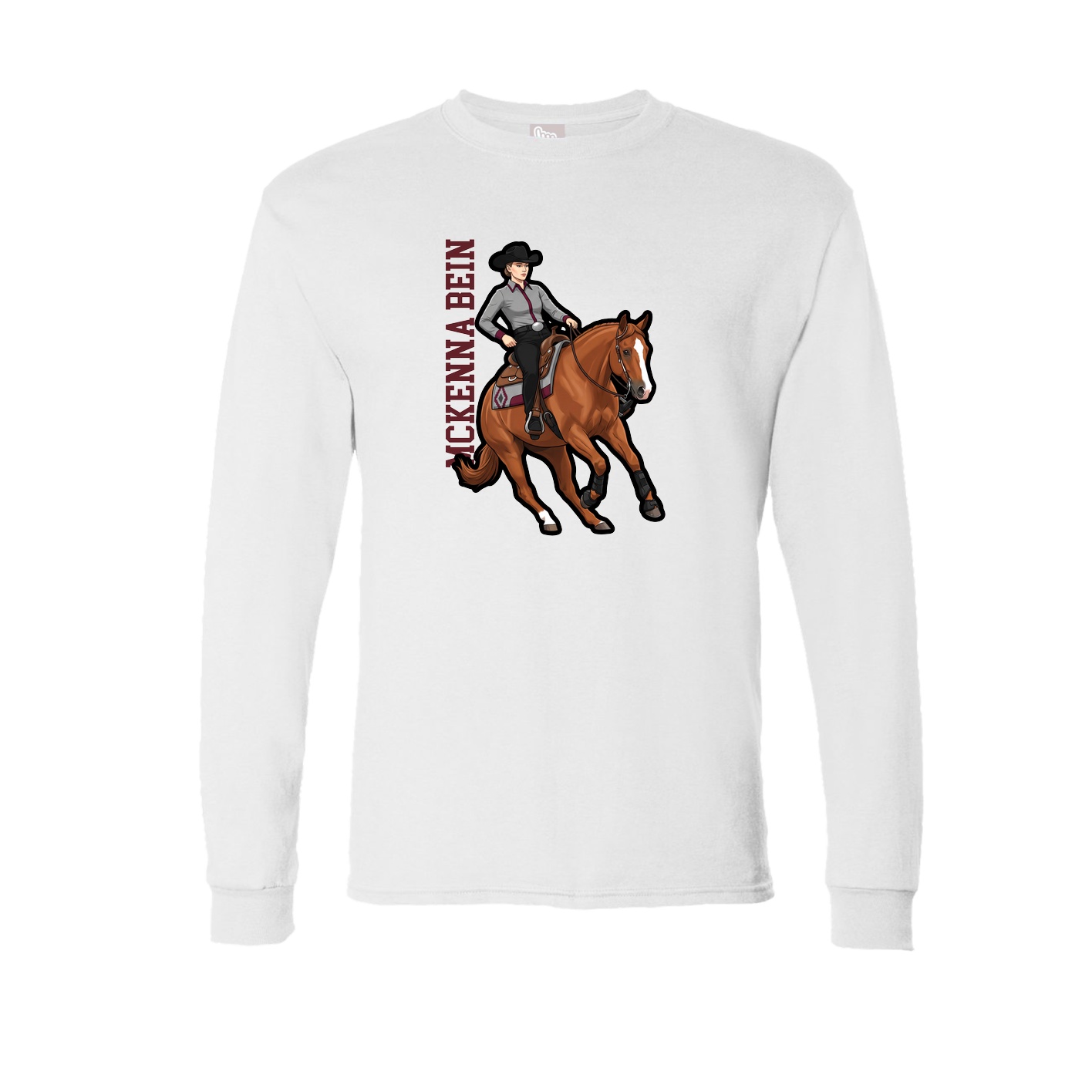 Long Sleeve Tee — Name Vertical in White