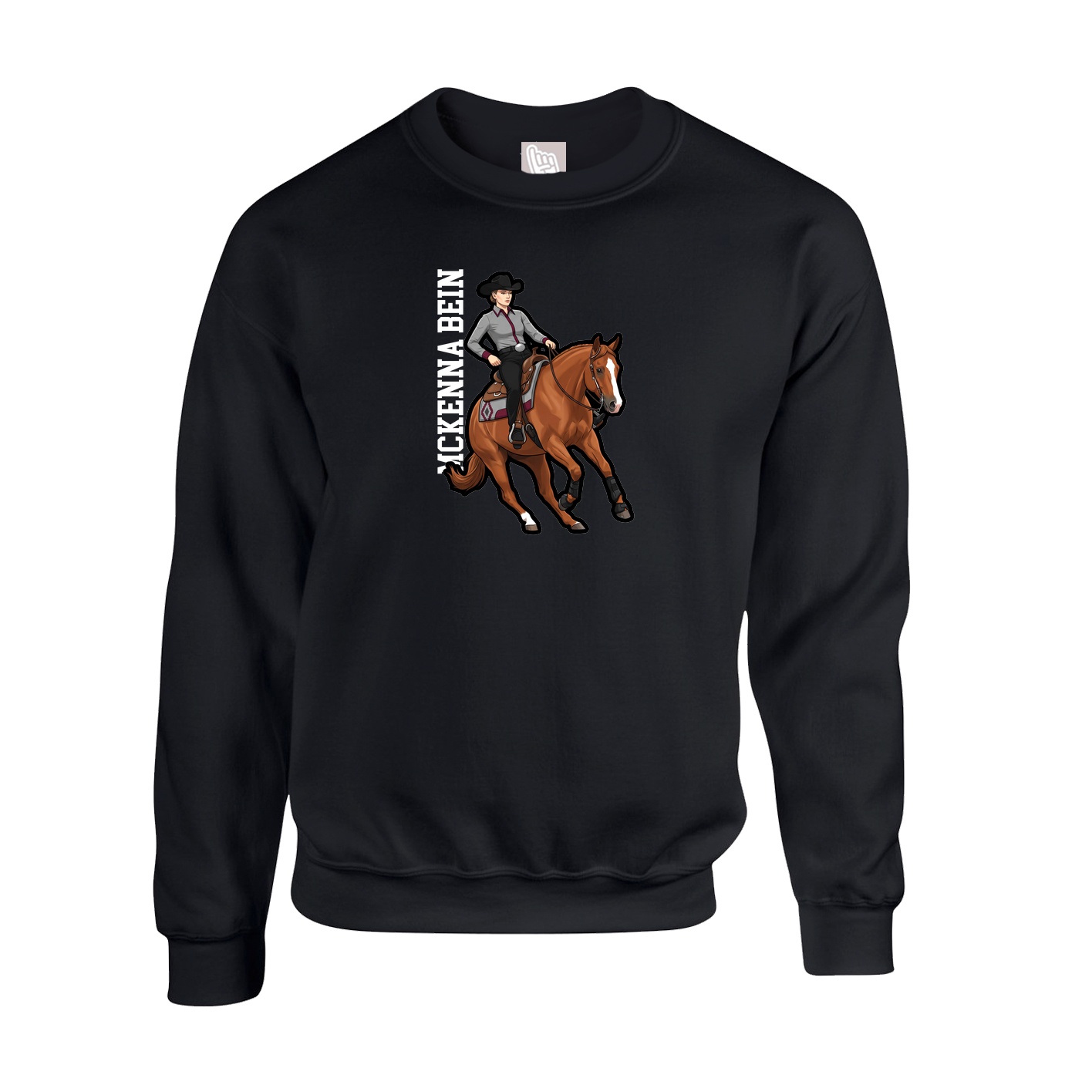 Fleece Crew — Name Vertical in Black