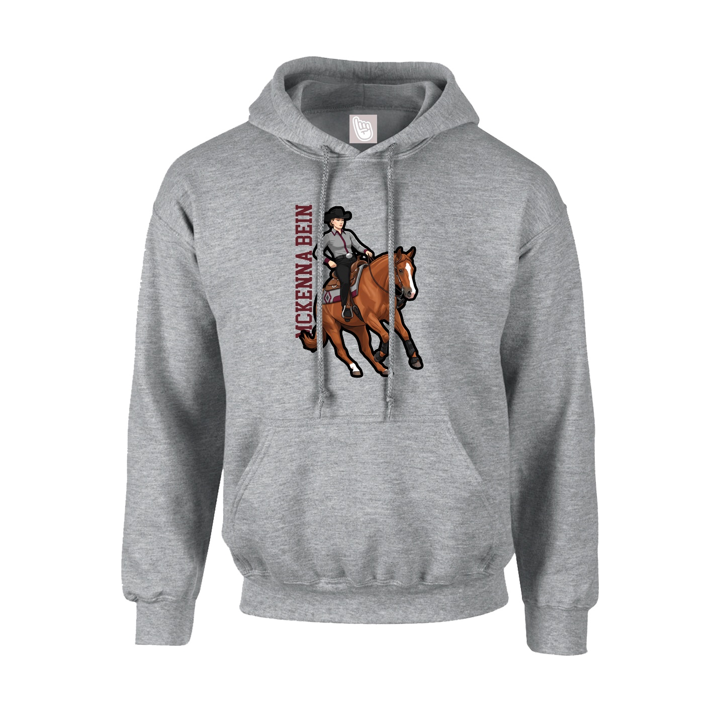 Youth Hoodie — Name Vertical in Grey