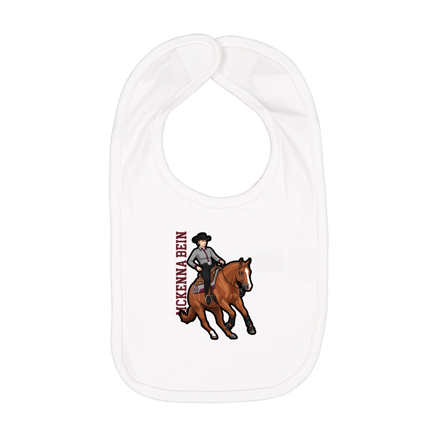 Infant Bib — Name Vertical in White