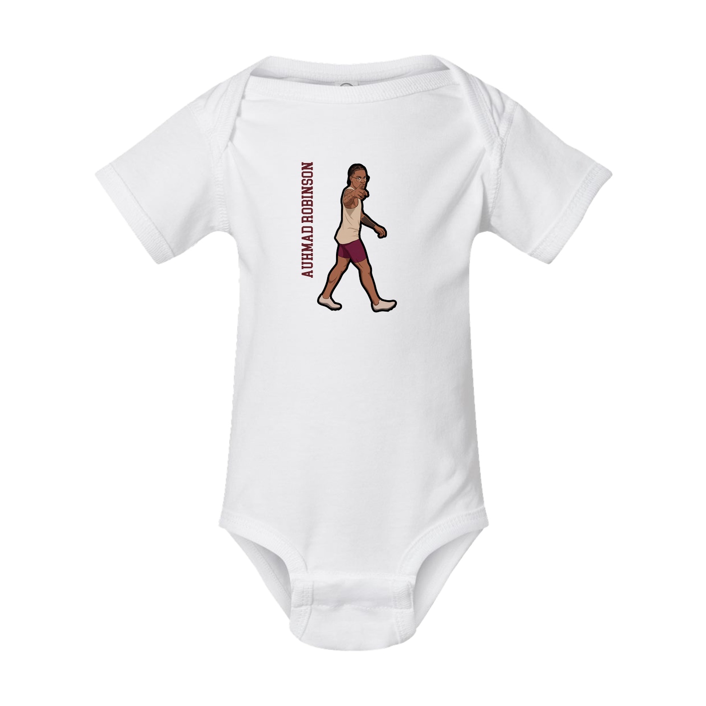 Baby Onesie — Name Vertical in White