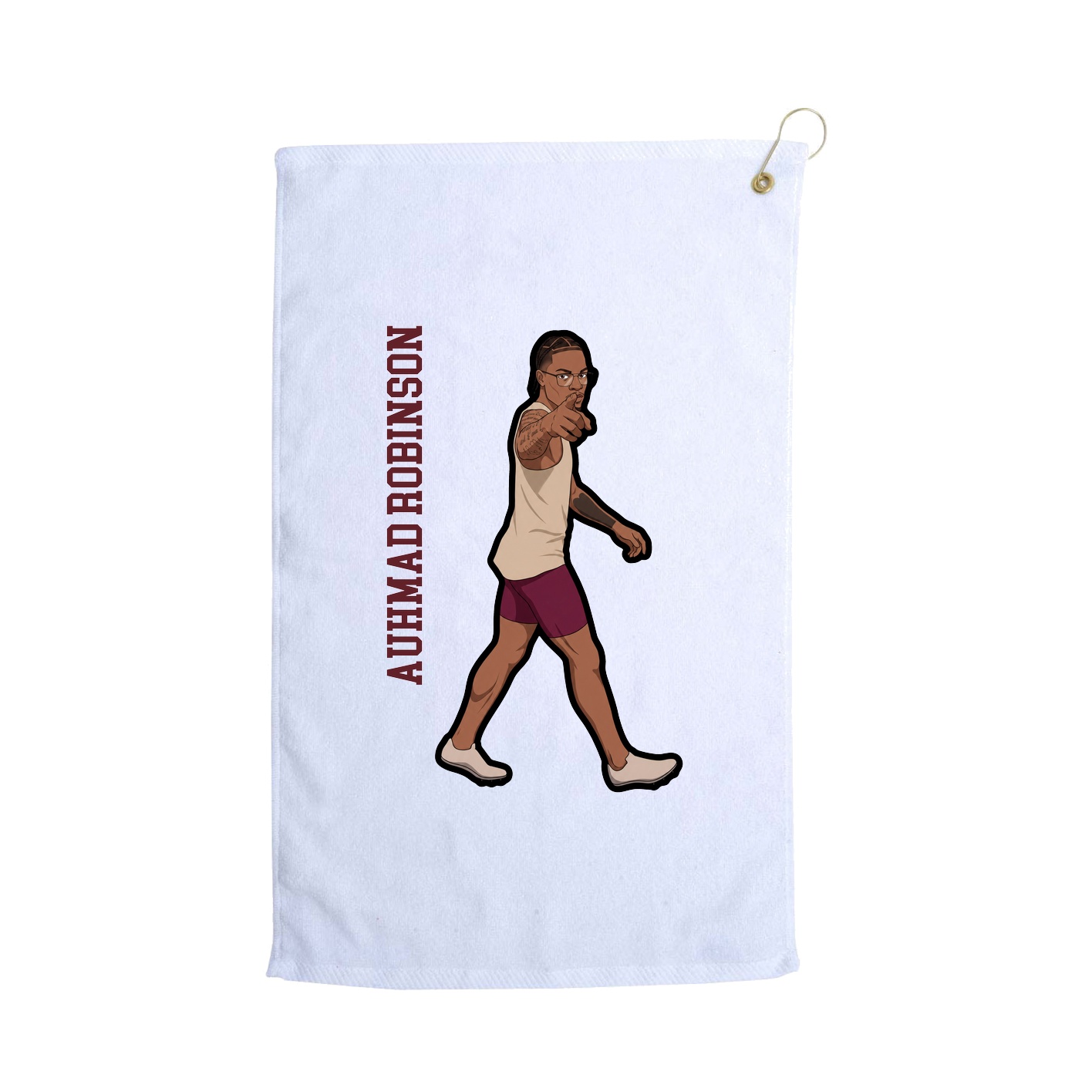 Golf Towel — Name Vertical in White