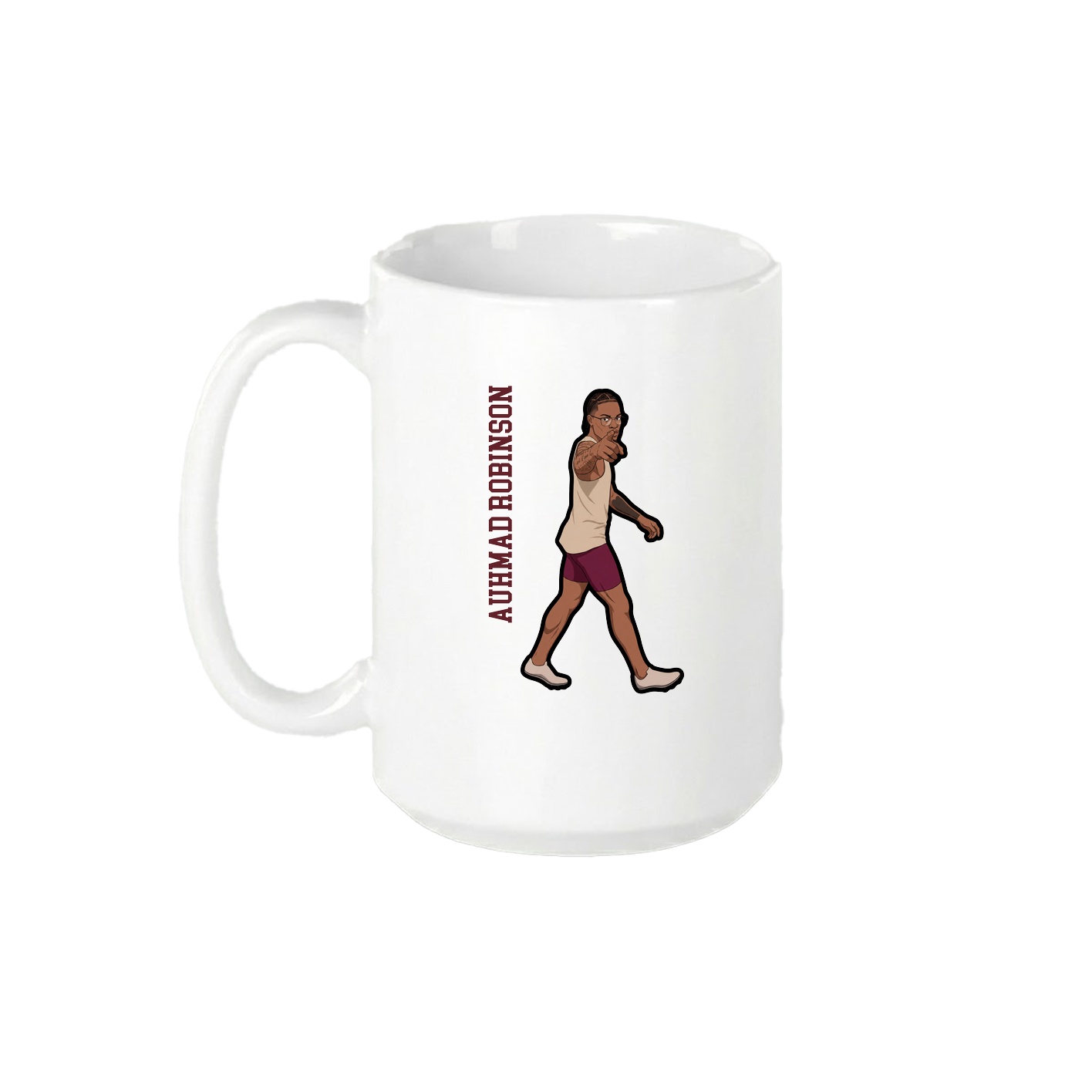 15oz Coffee Mug — Name Vertical in White