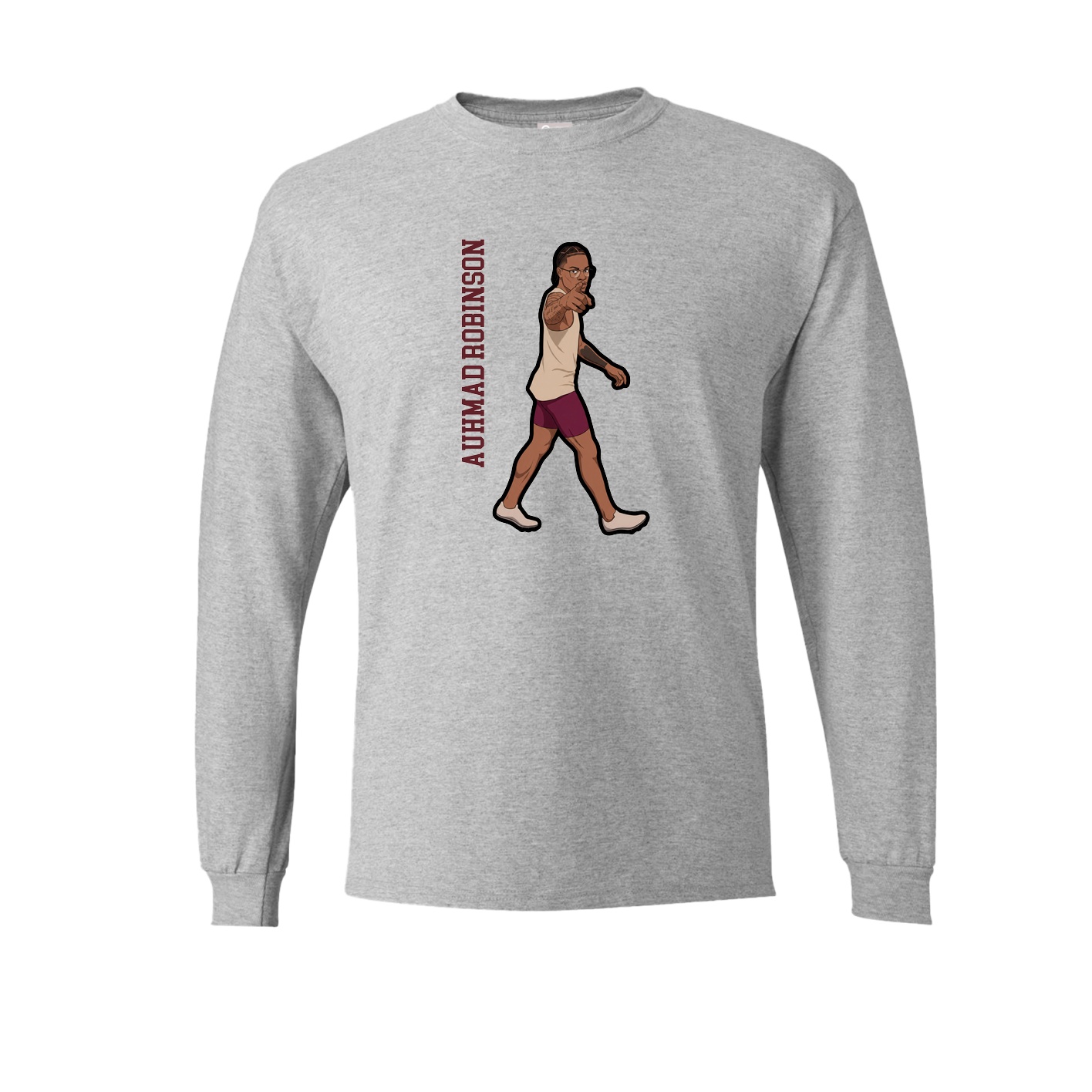 Long Sleeve Tee — Name Vertical in Grey