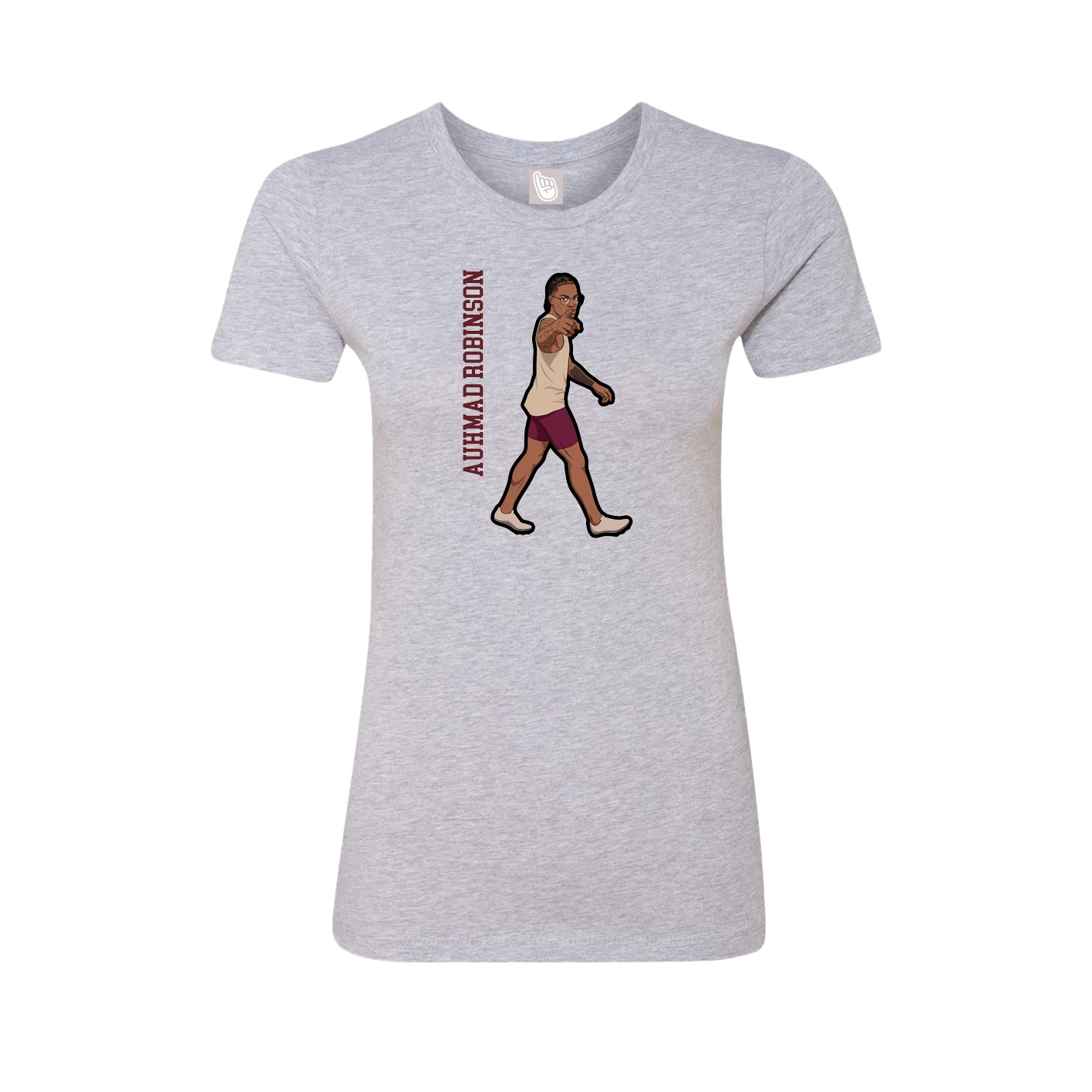 Fitted Women's Tee — Name Vertical in Grey