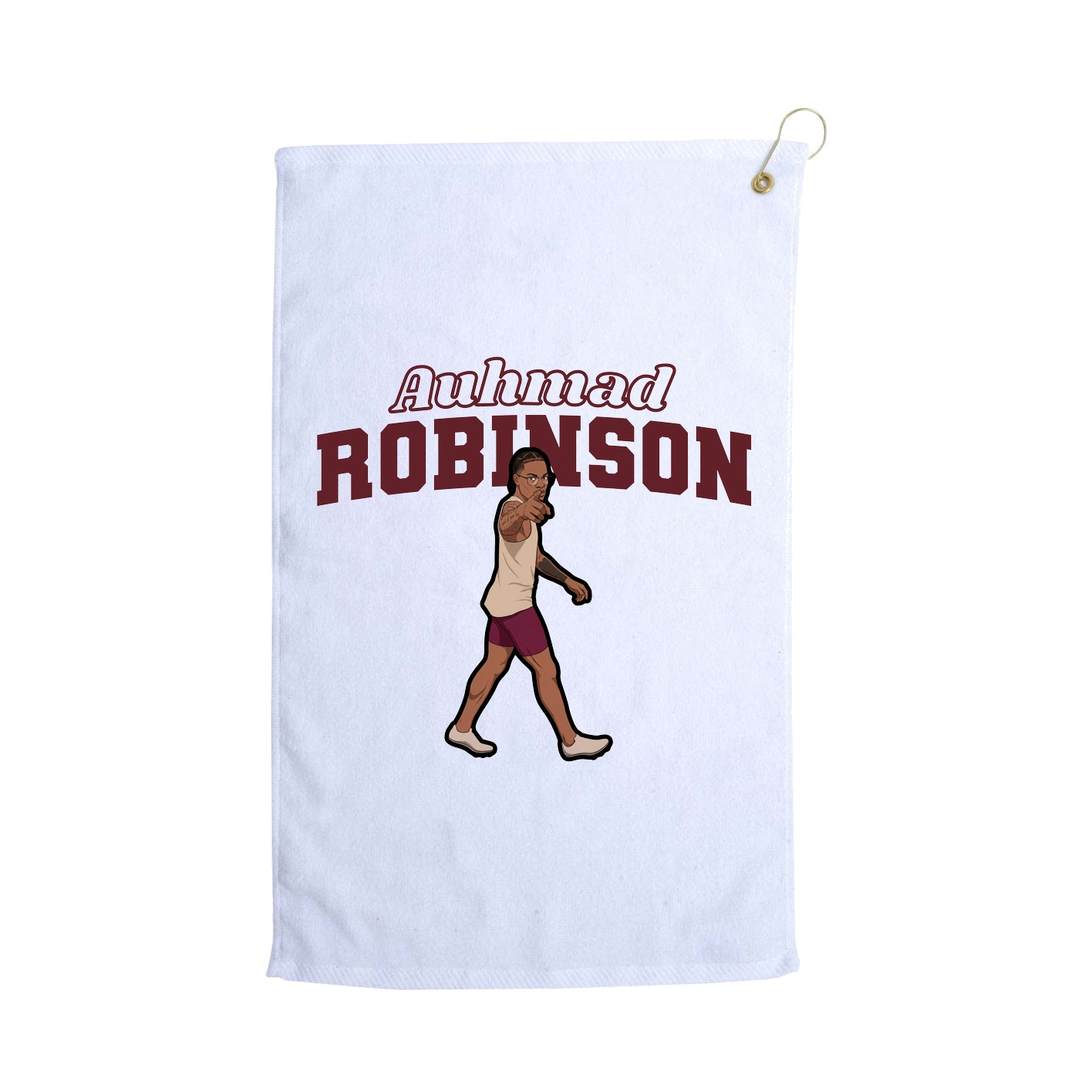 Golf Towel — Name Arch in White
