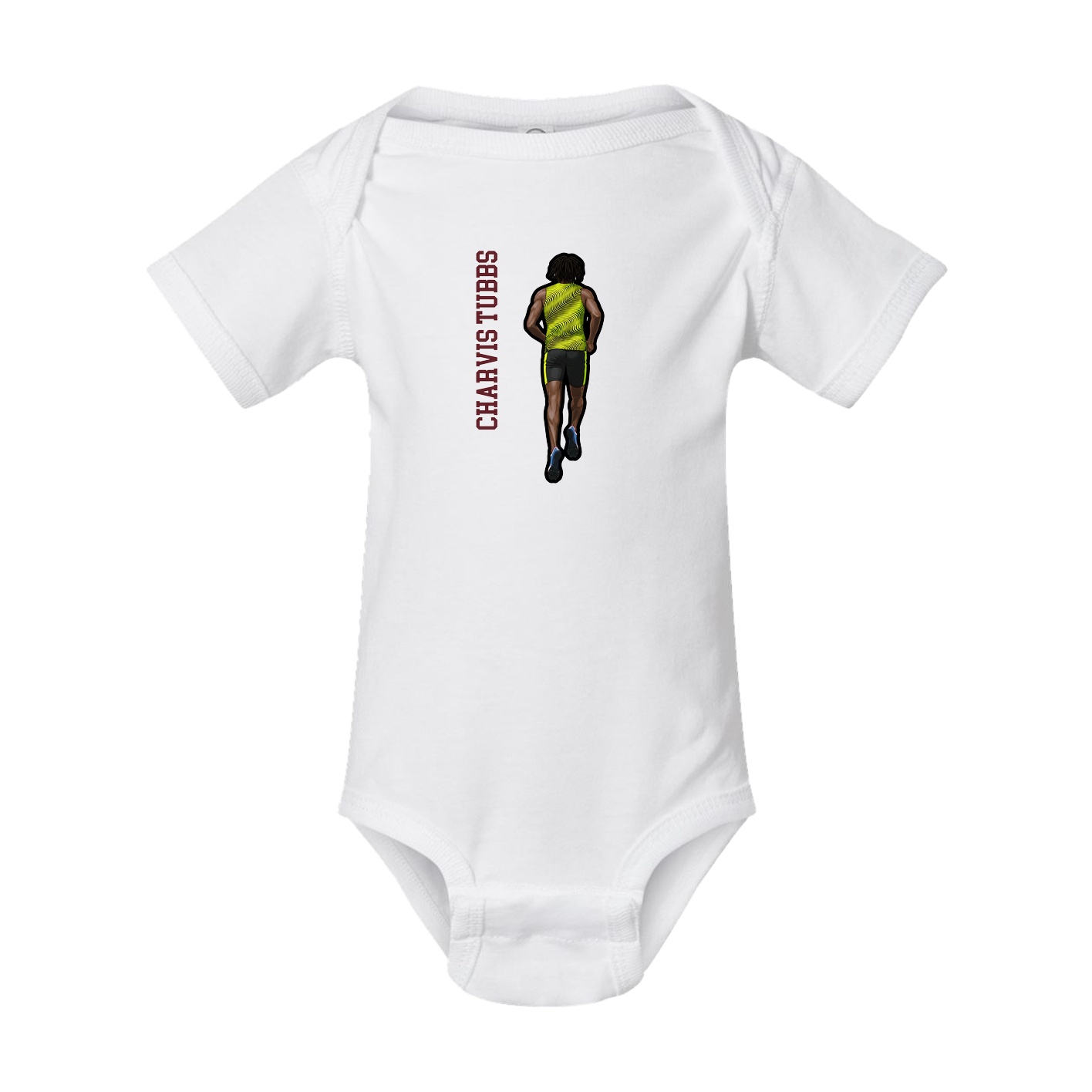 Baby Onesie — Name Vertical in White