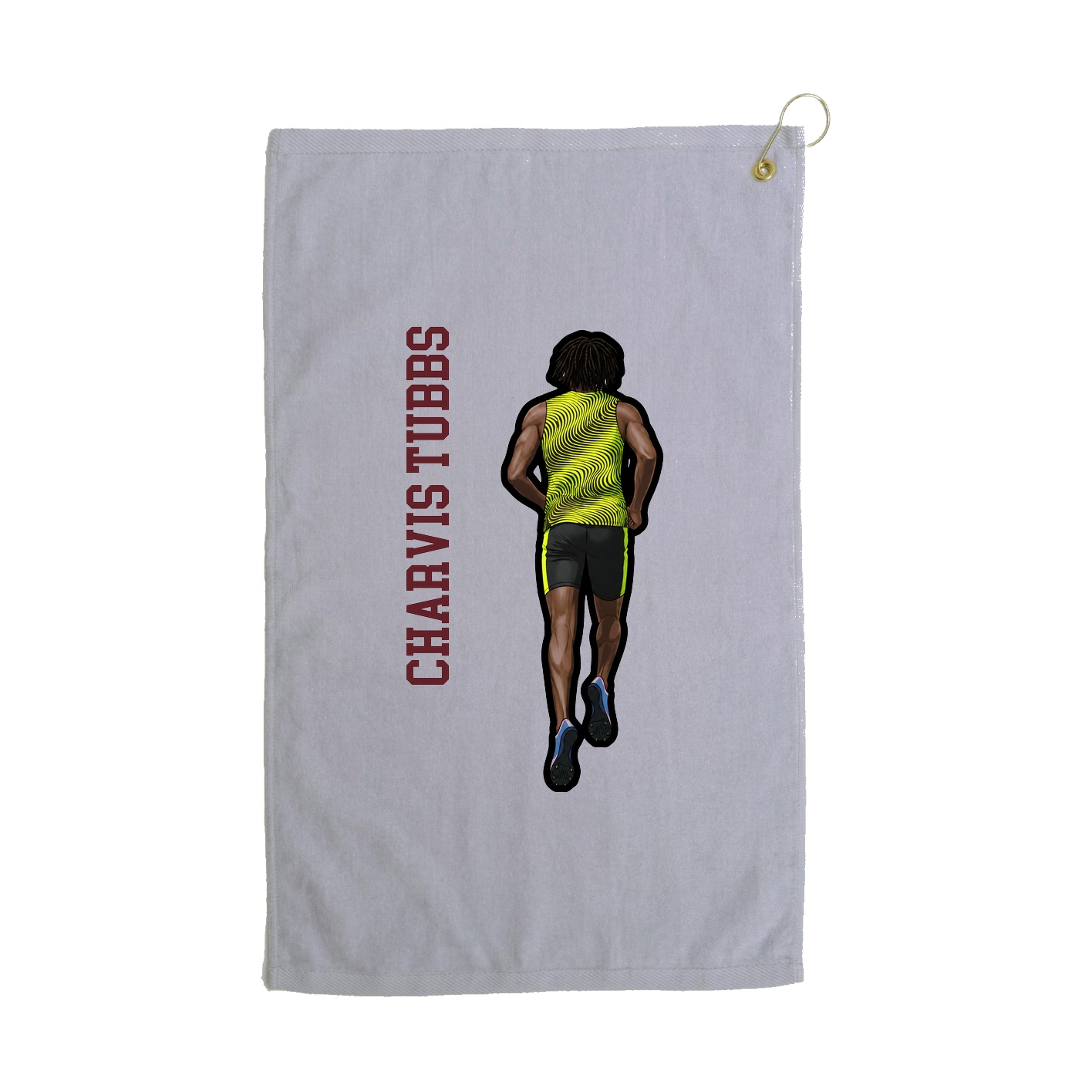 Golf Towel — Name Vertical in Grey