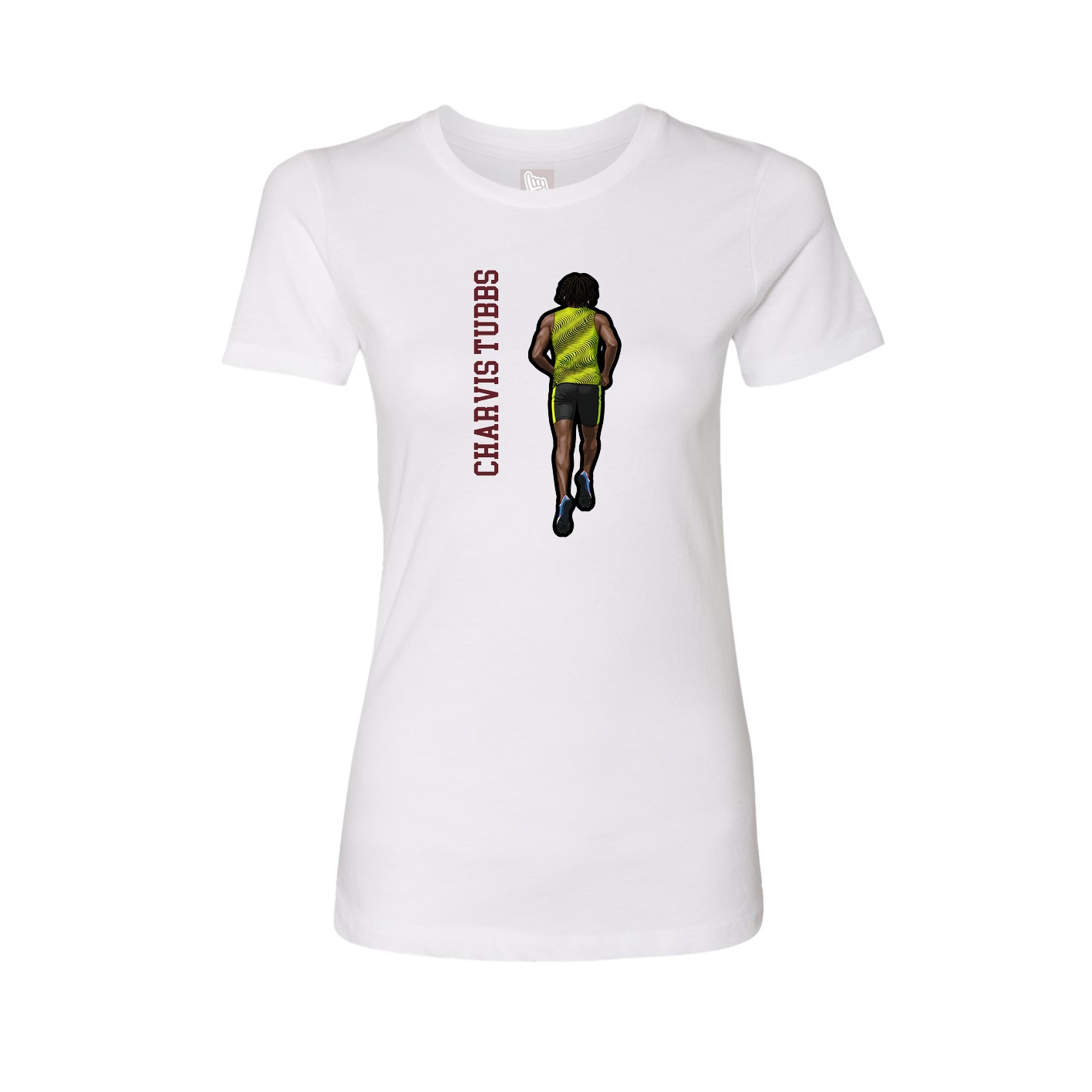 Fitted Women's Tee — Name Vertical in White