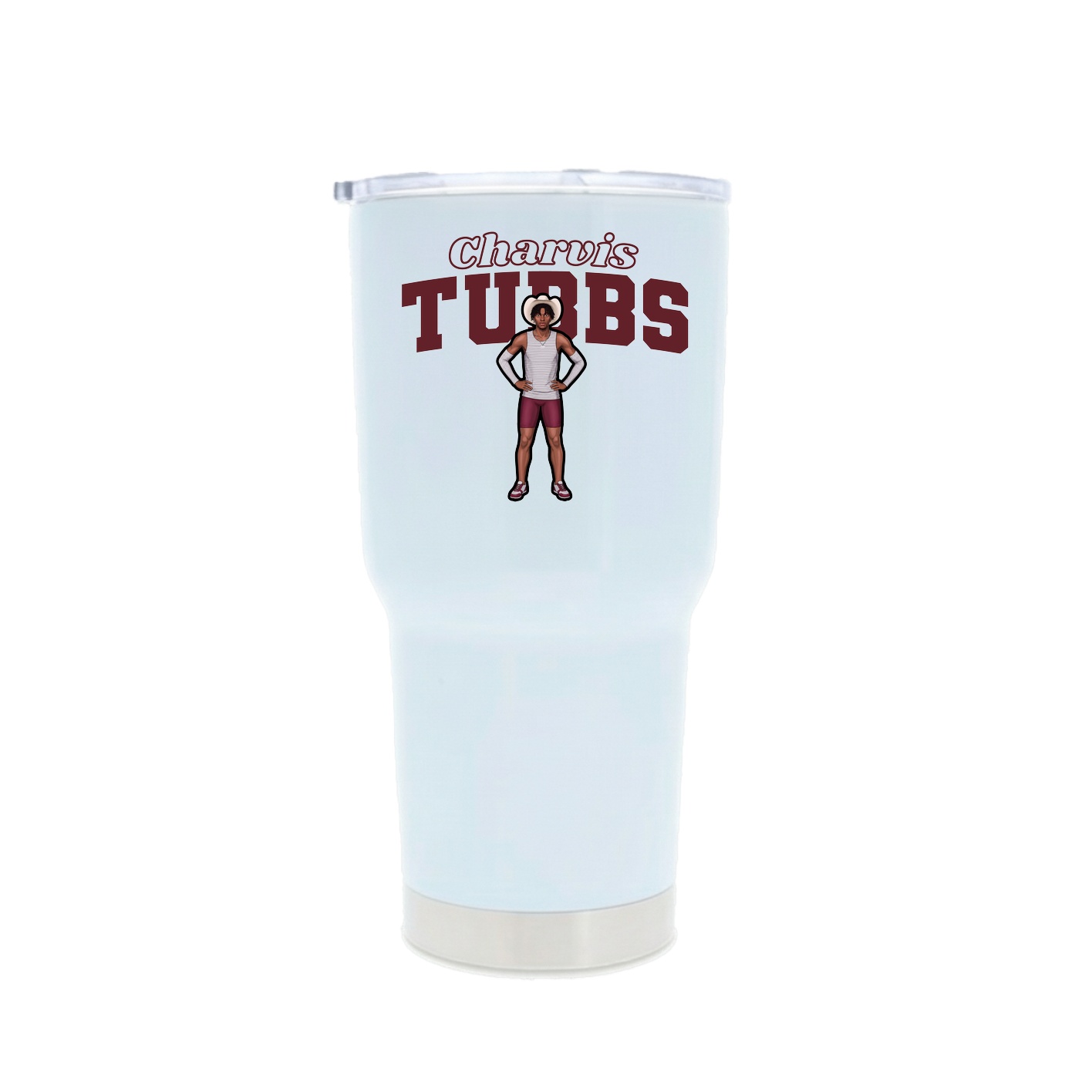 30oz Stainless Steel Tumbler — Name Arch in White