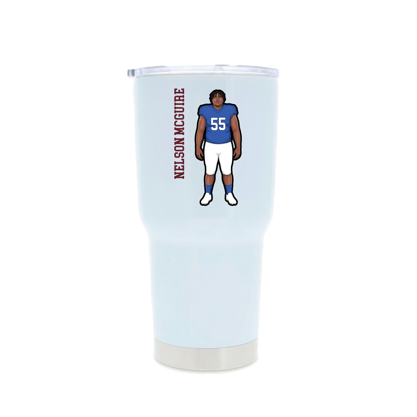 30oz Stainless Steel Tumbler — Name Vertical in White