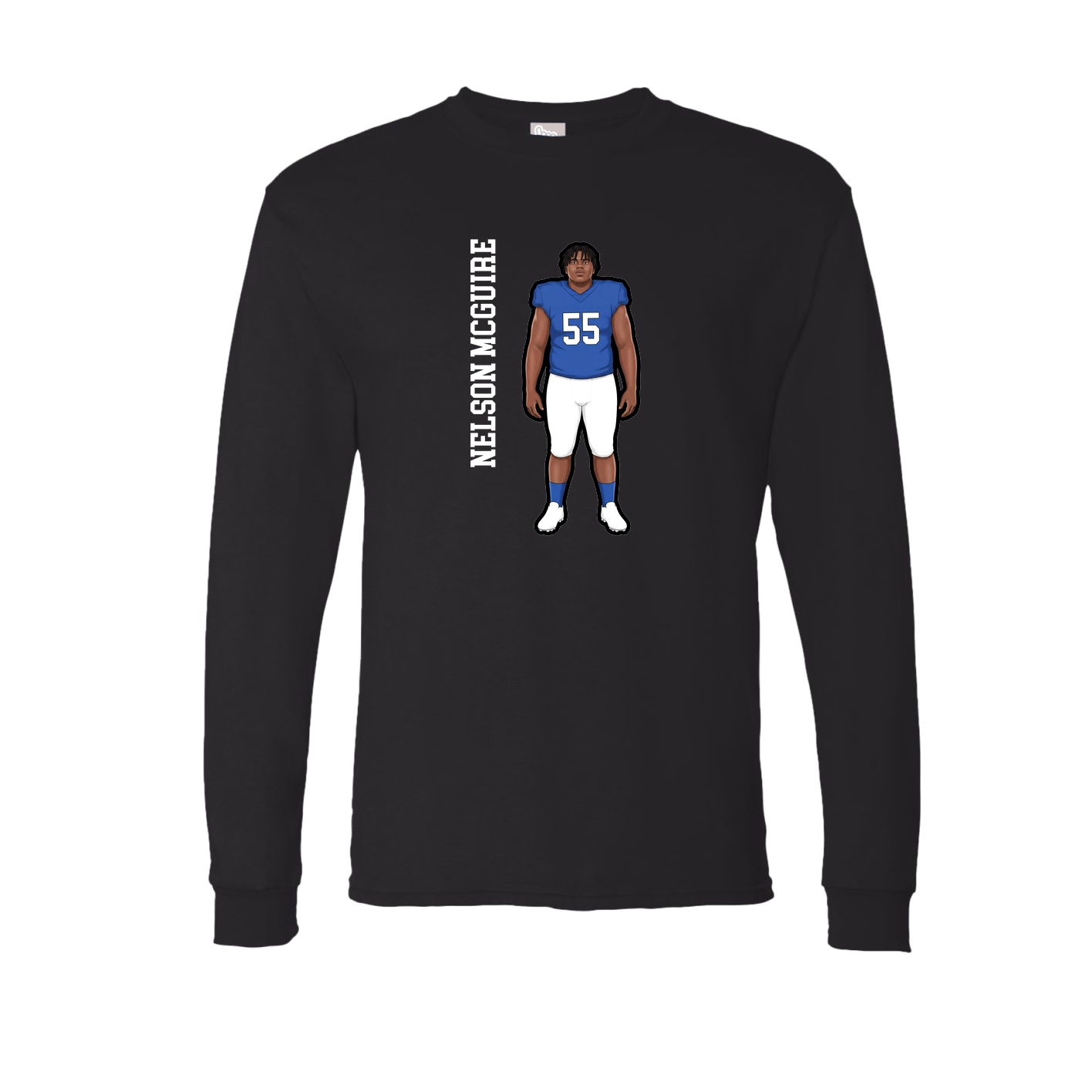 Long Sleeve Tee — Name Vertical in Black