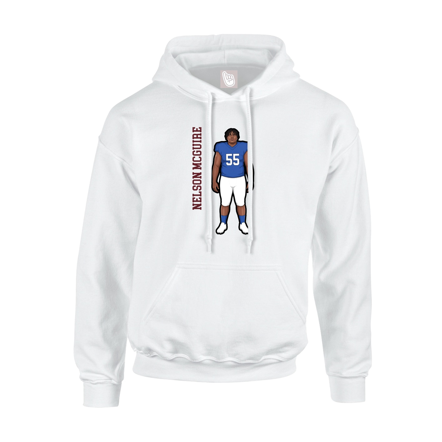 Youth Hoodie — Name Vertical in White