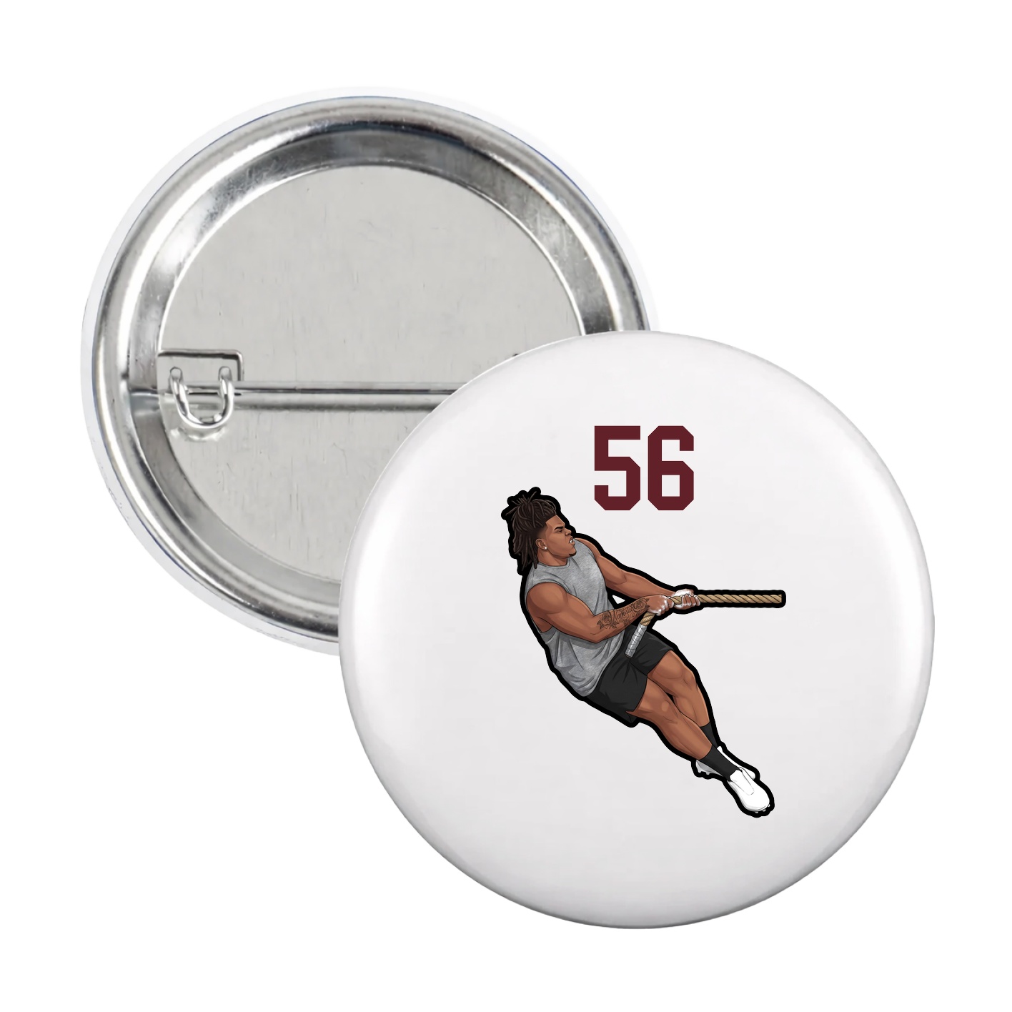 Game Day Button — Number Top in White