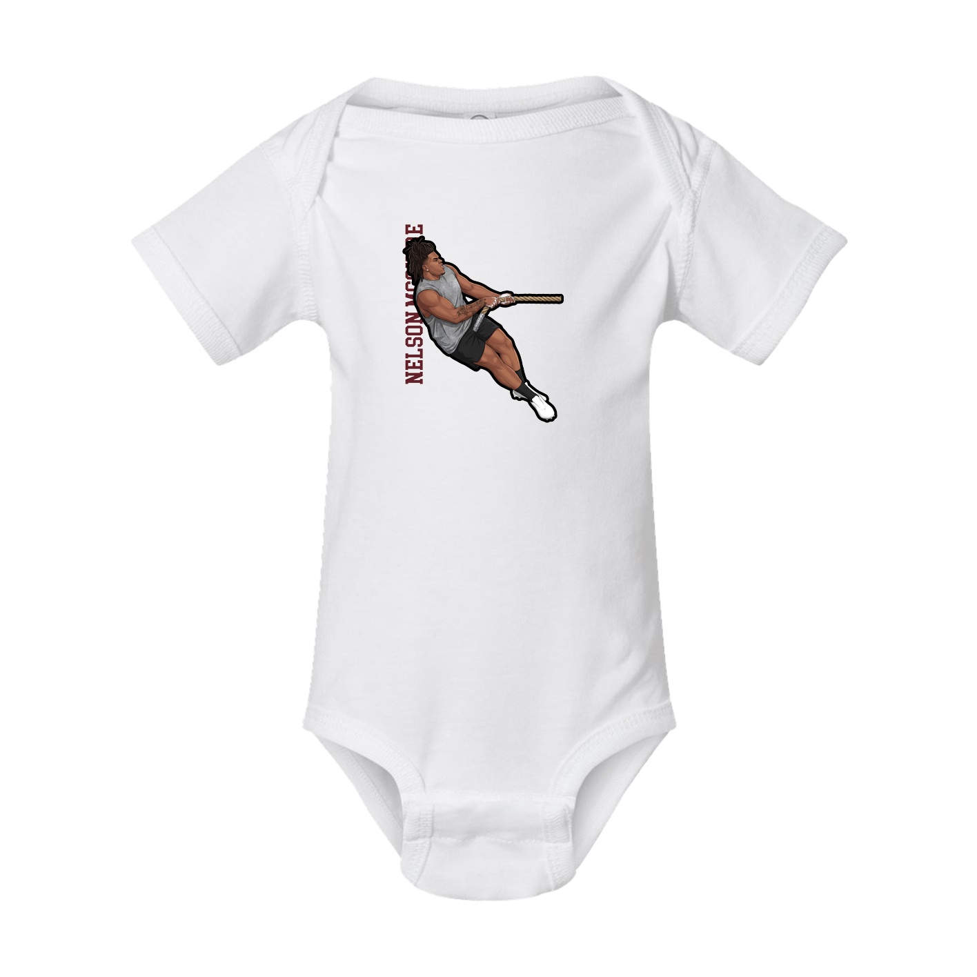 Baby Onesie — Name Vertical in White