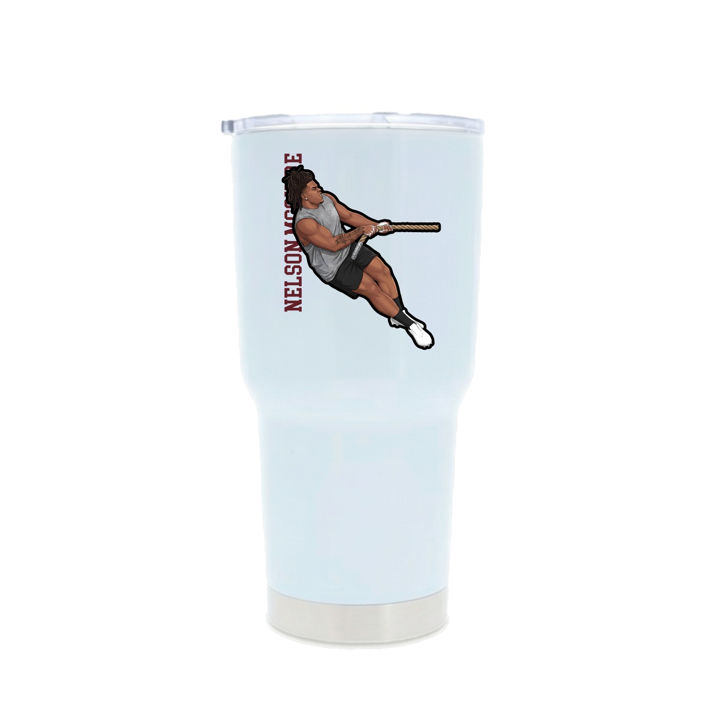 30oz Stainless Steel Tumbler — Name Vertical in White