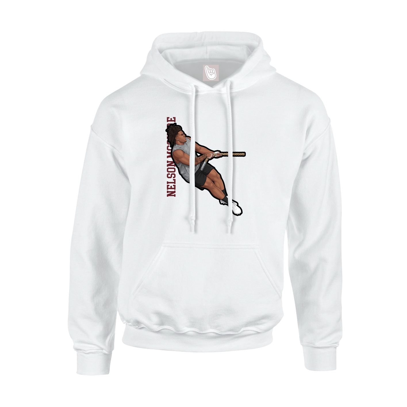 Hoodie — Name Vertical in White
