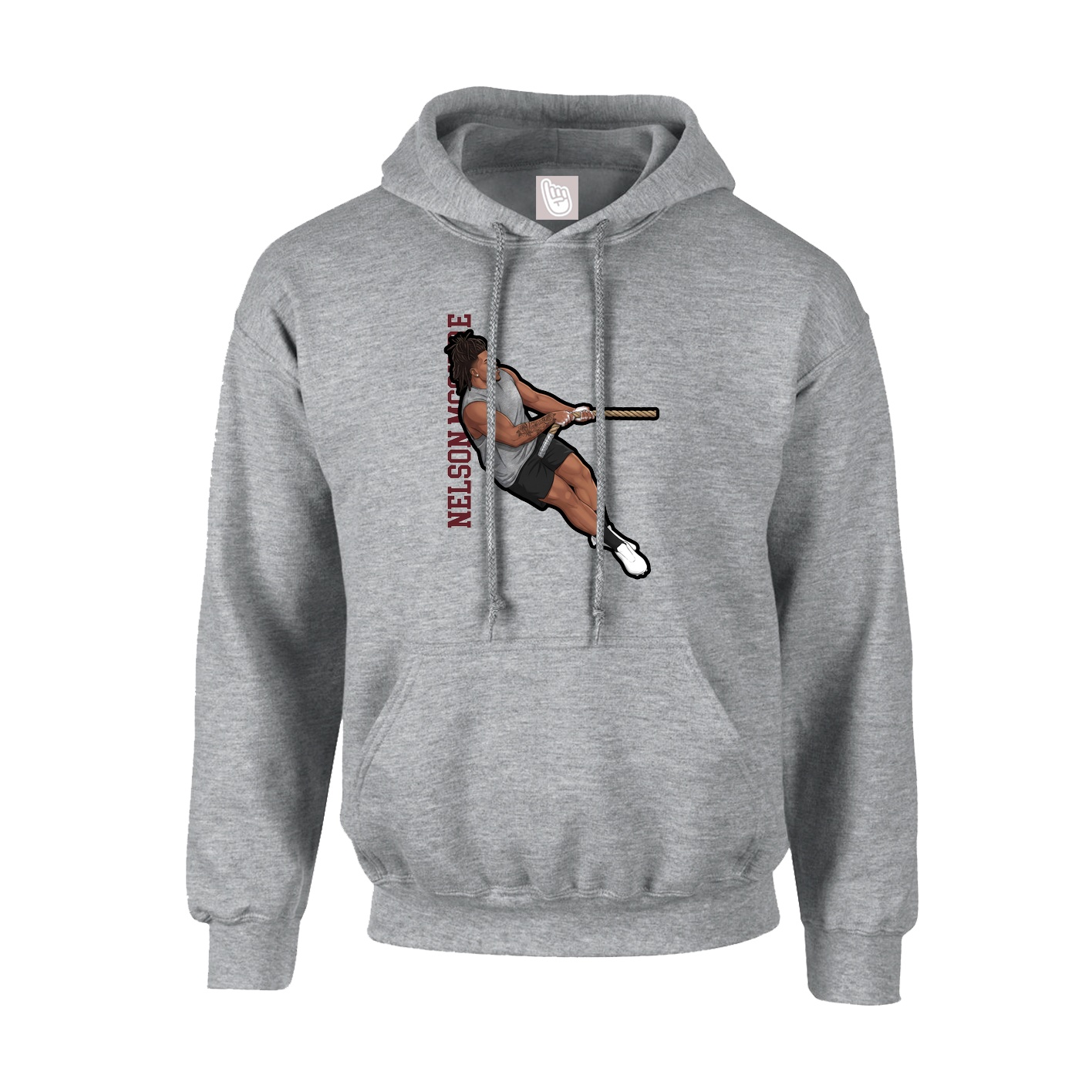 Youth Hoodie — Name Vertical in Grey