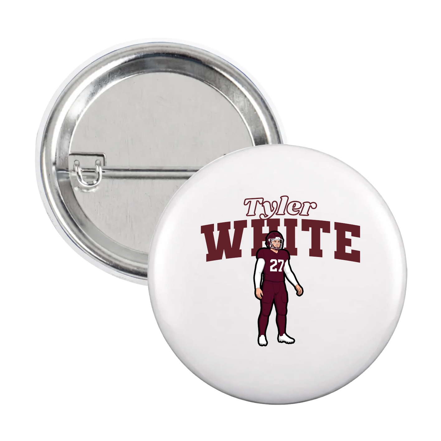 Game Day Button — Name Arch in White