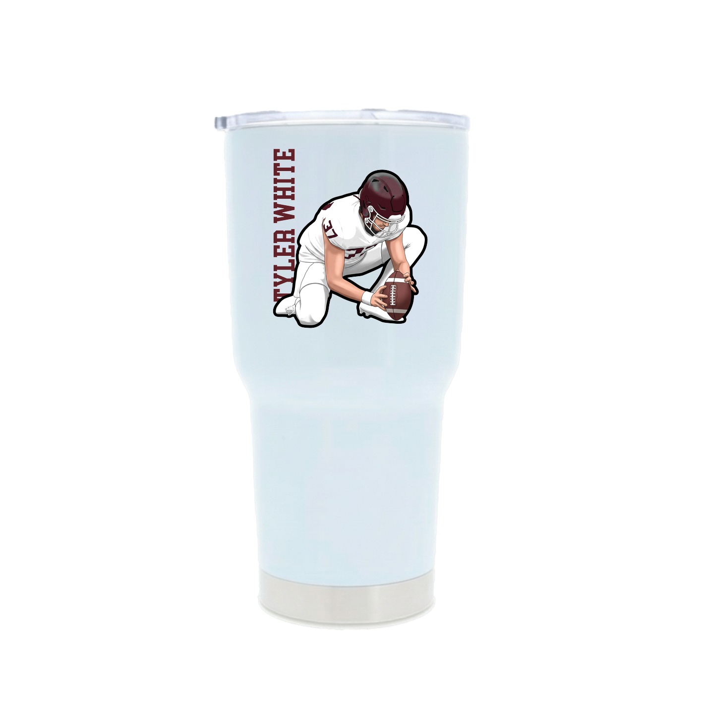30oz Stainless Steel Tumbler — Name Vertical in White