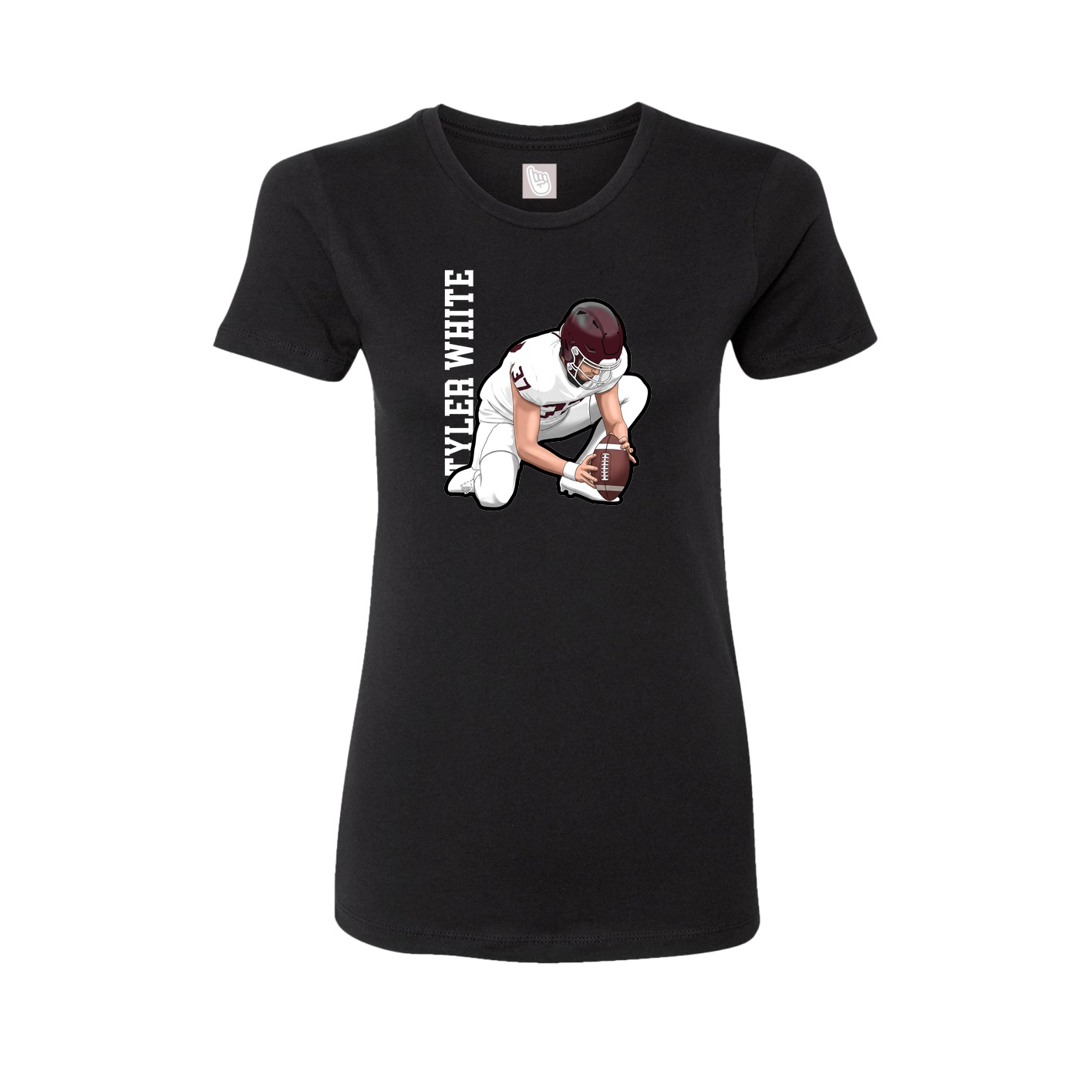 Fitted Women's Tee — Name Vertical in Black