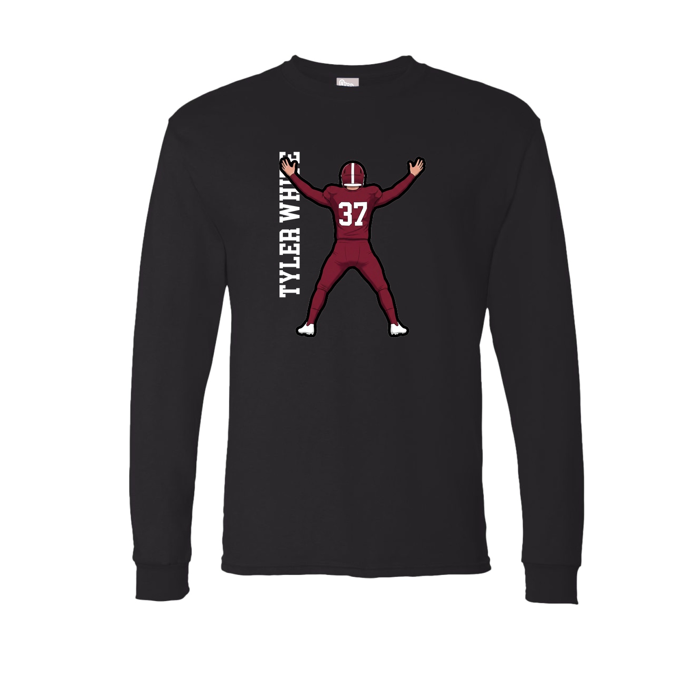 Long Sleeve Tee — Name Vertical in Black