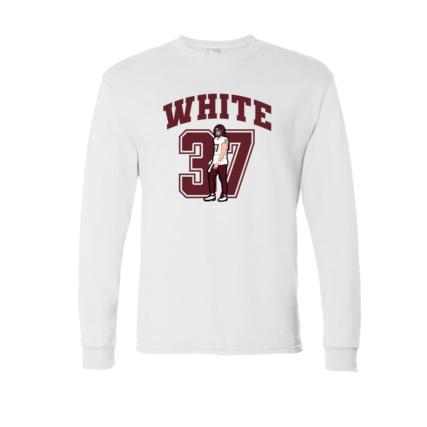 Long Sleeve Tee — Number in White