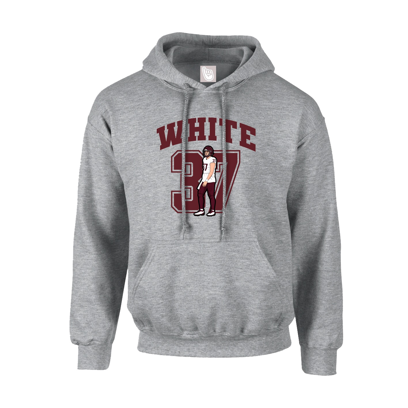 Youth Hoodie — Number in Grey