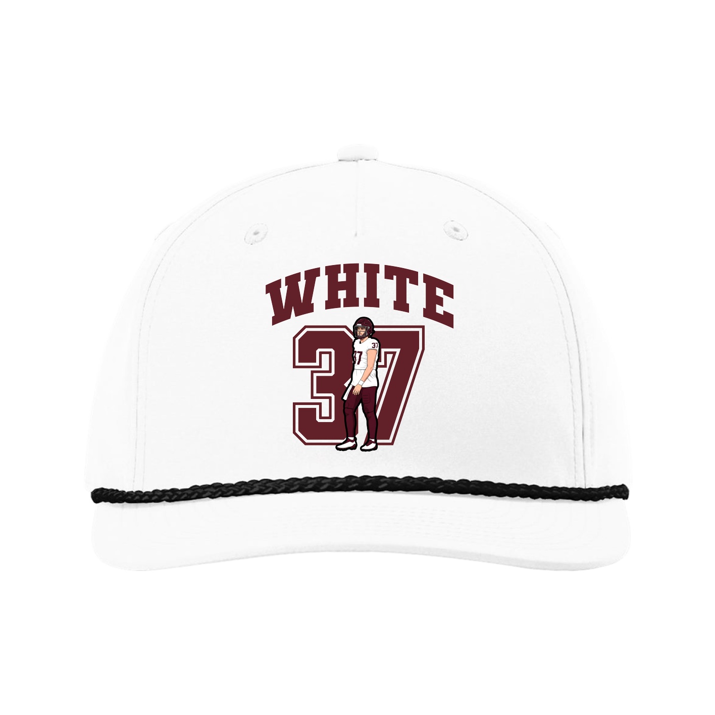 Five-Panel Classic Rope Cap — Number in White