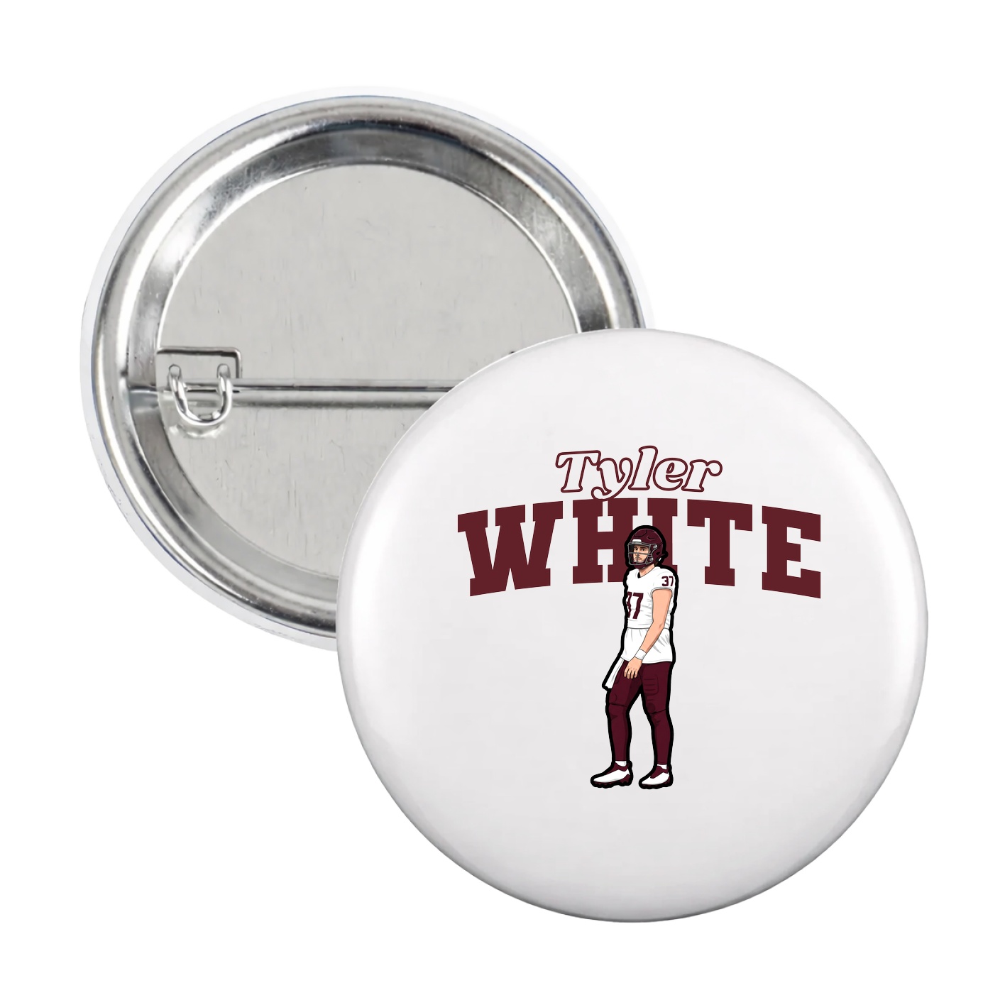 Game Day Button — Name Arch in White