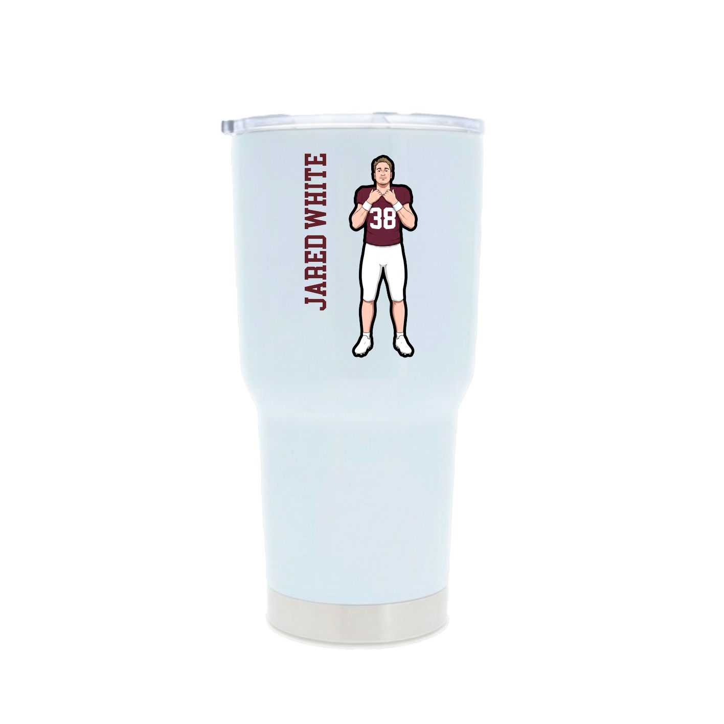 30oz Stainless Steel Tumbler — Name Vertical in White