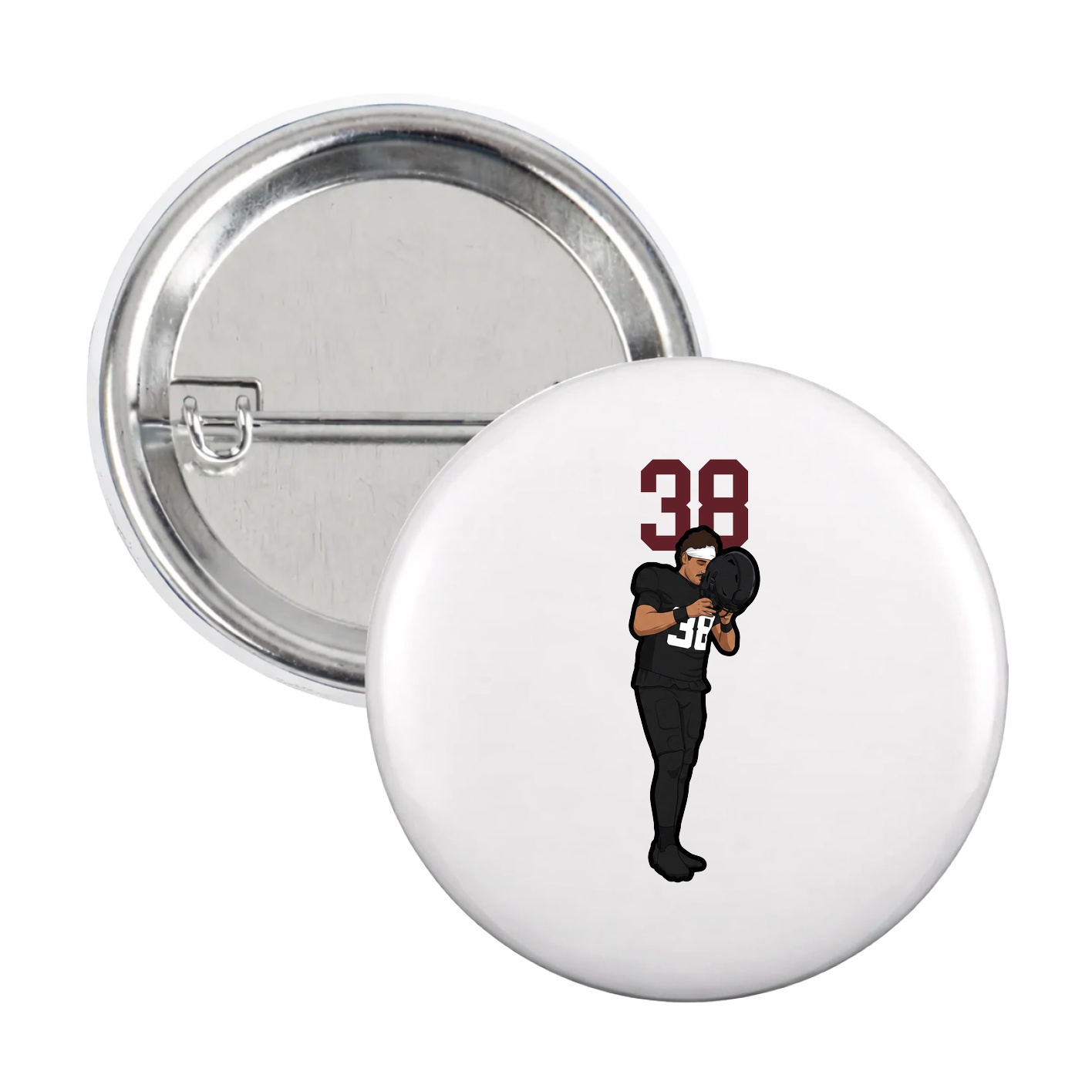 Game Day Button — Number Top in White