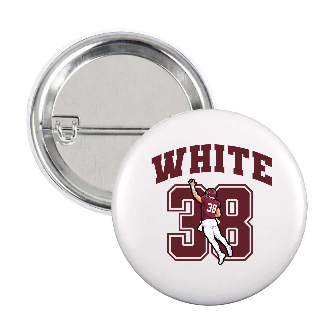 Game Day Button — Number in White