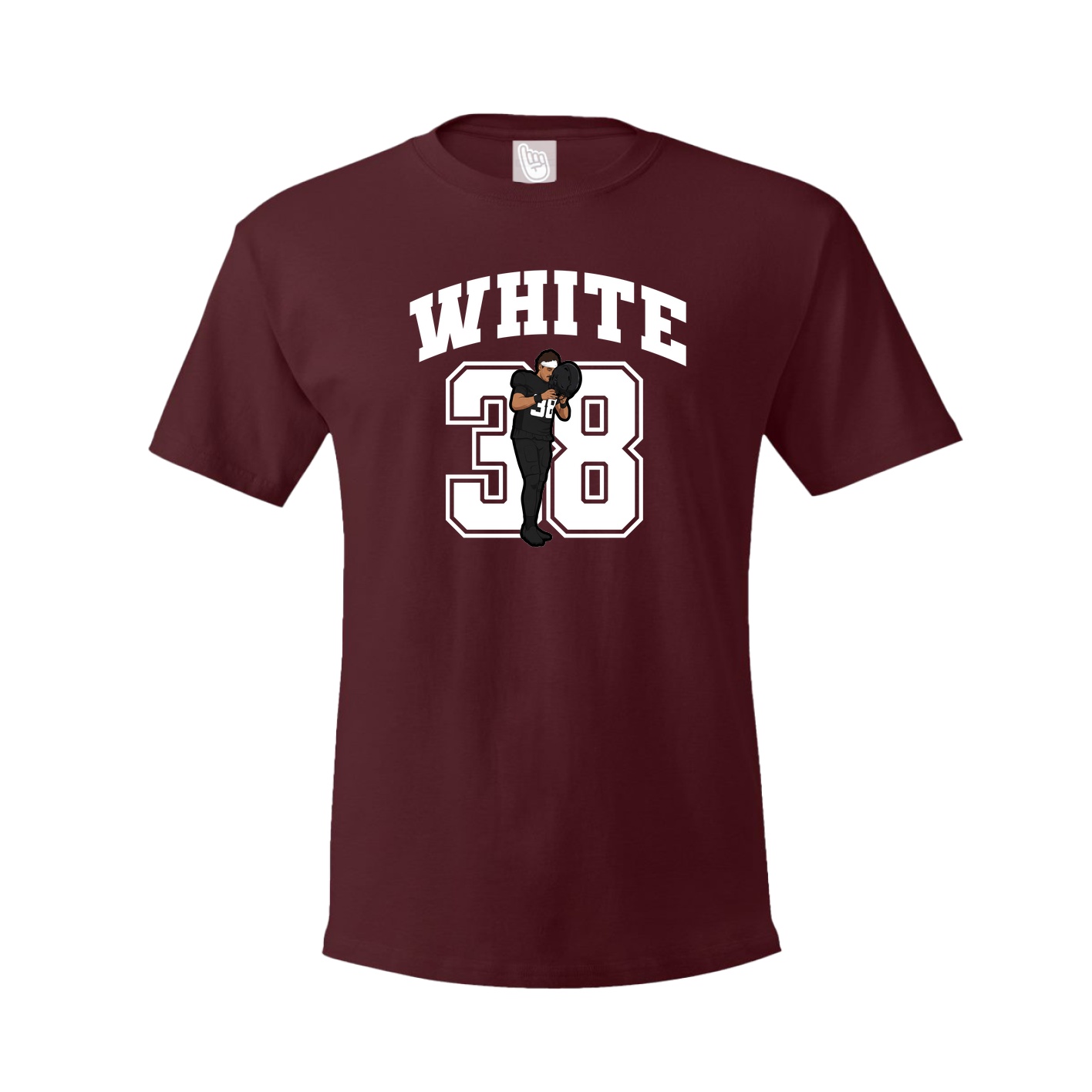 Youth Tee — Number in Maroon