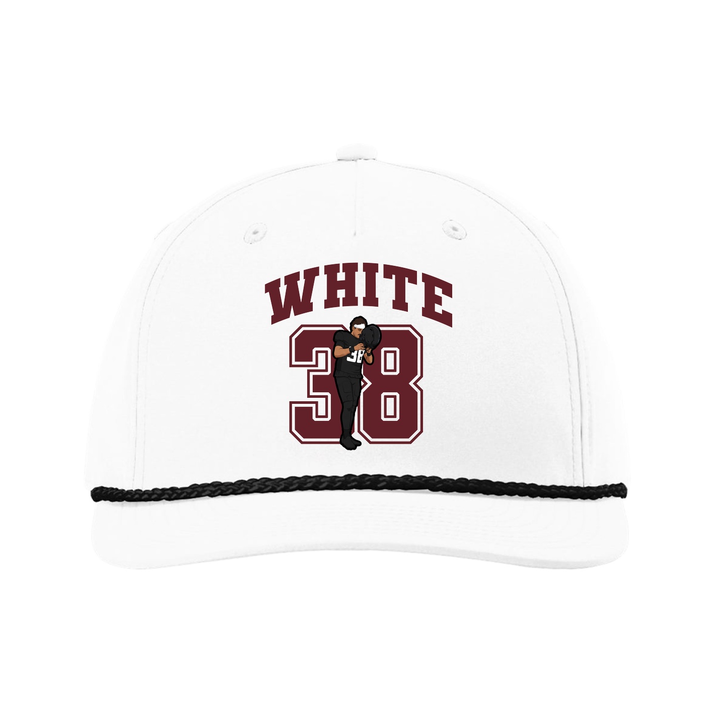 Five-Panel Classic Rope Cap — Number in White