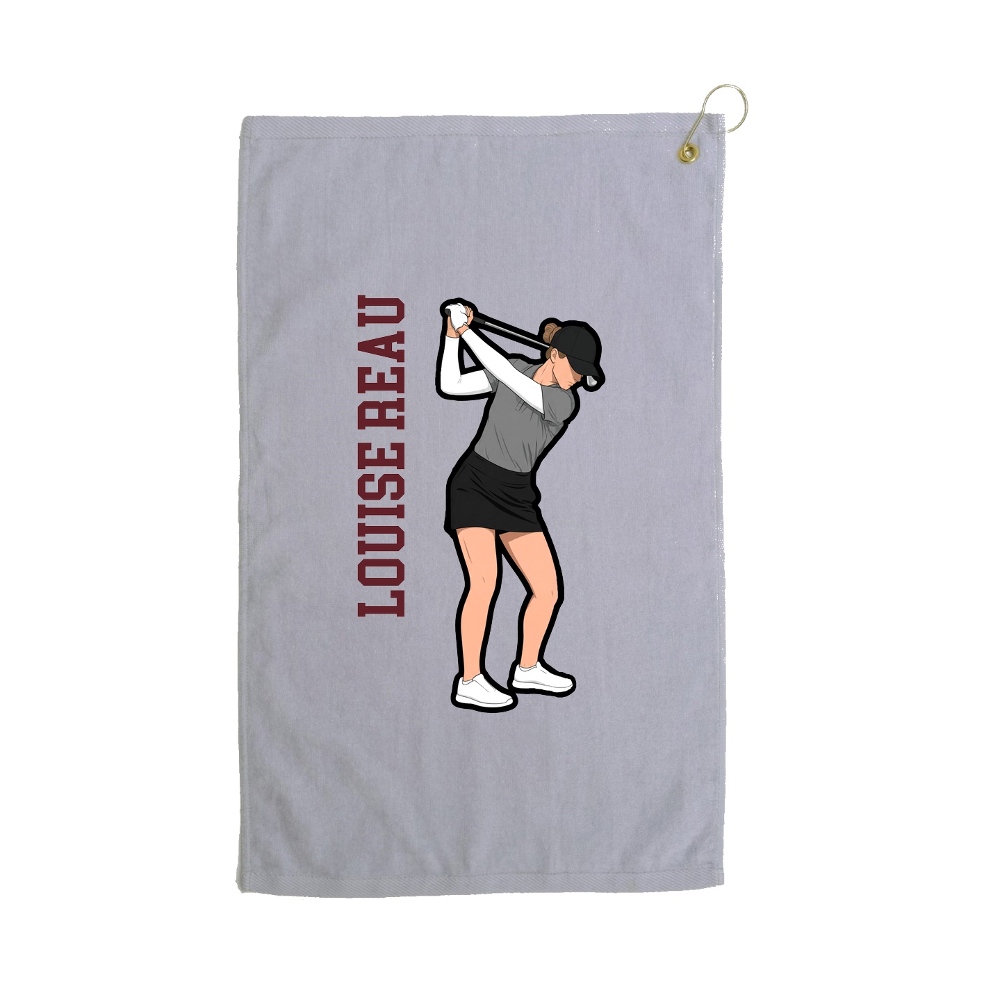 Golf Towel — Name Vertical in Grey
